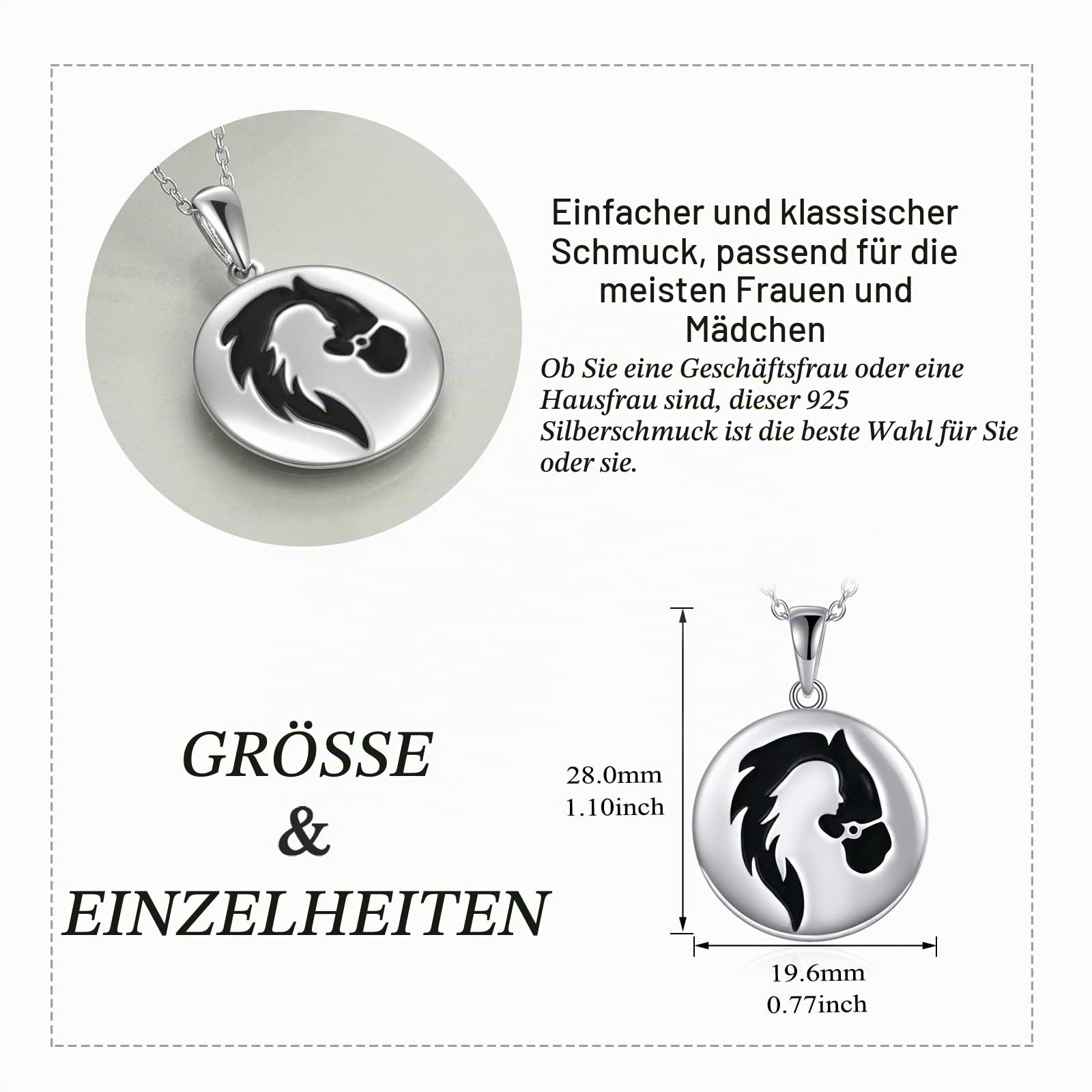 YAFEINI S925 Sterling Silber Pfotenabdruck Kette Hund Katze Niedlichen Welpen Pferd Anhänger Halskette Schmuck Geschenke für Damen Tochter Mädchen