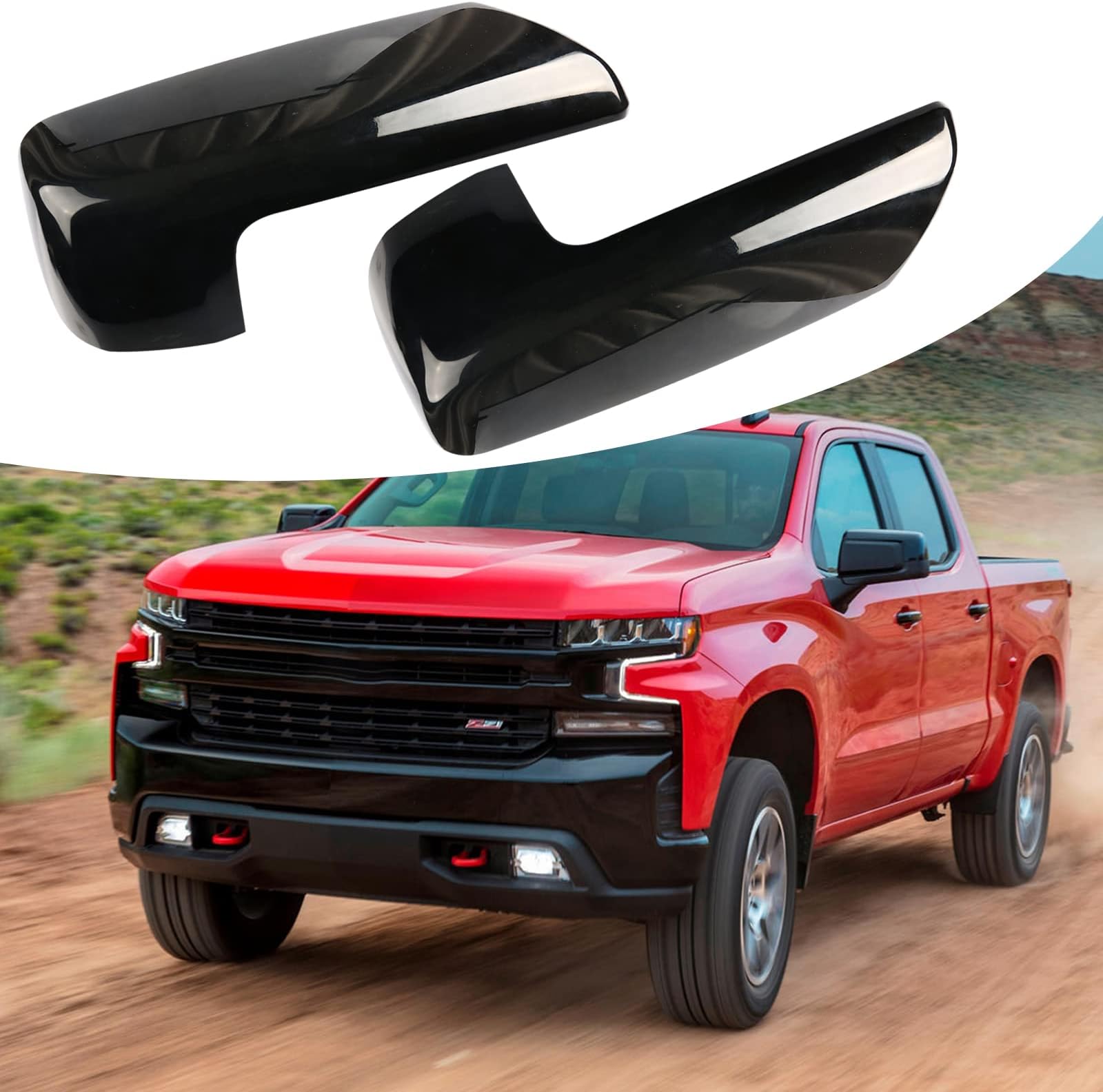 Black Mirror Cap Cover Trim Replace for 2019 2020 2021 2022 2023 Chevy Silverado 1500 and GMC Sierra 1500 Accessories (Black)