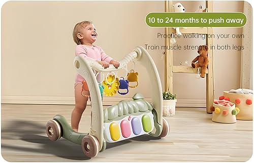 Miniatura 6 de Andador para bebés con alfombrilla para el tiempo boca abajo y juguetes para cochecito, caminador de sentado a pie para el desarrollo del bebé,