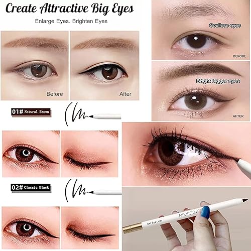 Miniatura 7 de LONGLUAN Heykomi - Delineador de ojos Heykomi, delineador de ojos Heykomi, resistente al agua y de larga duración, de secado rápido, resistente al