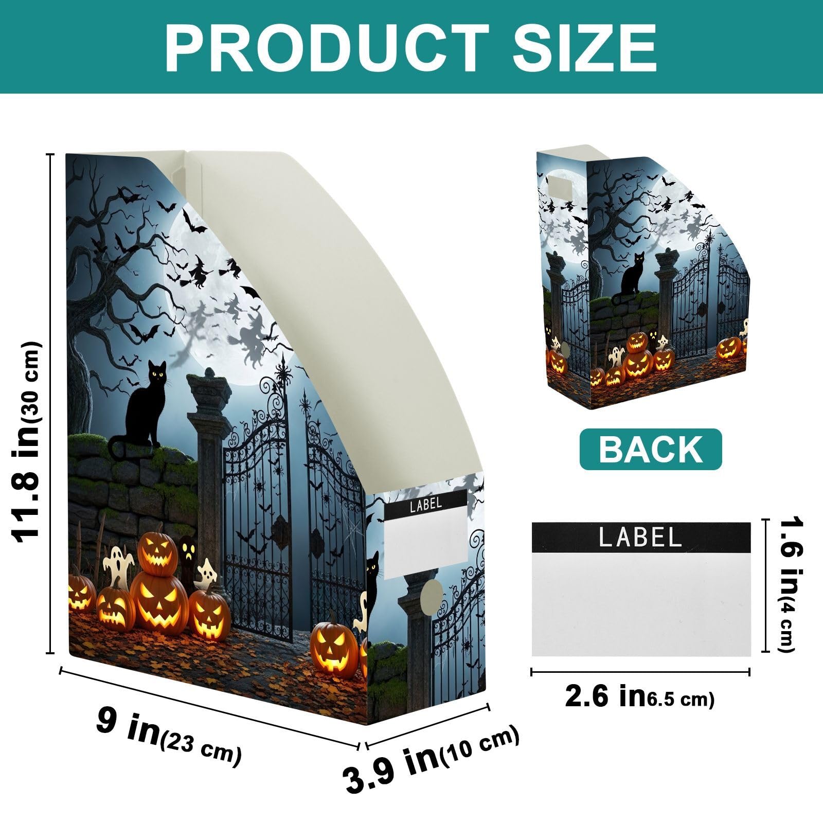 Organiseur de fichiers vertical noir Cartoon Halloween