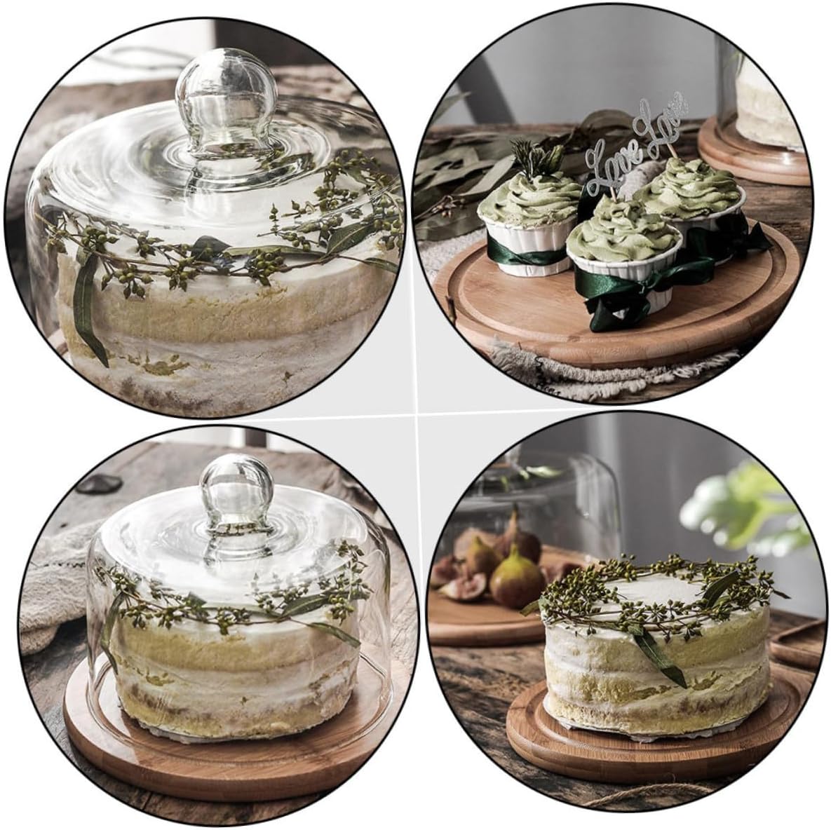 Large Glass Cake Dome with Tray, Dustproof Food Cover for Dessert Display, Protective Cake Stand Cover for Baking and Pastry Serving