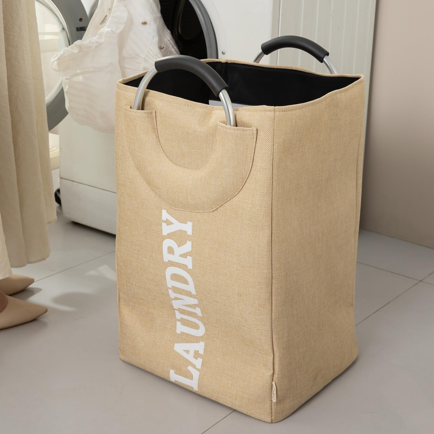 FoDuoDuo Foldable Laundry Basket – Woodland Bear Design, 16.5x16.5x17.3 Inches With Handles - View #6
