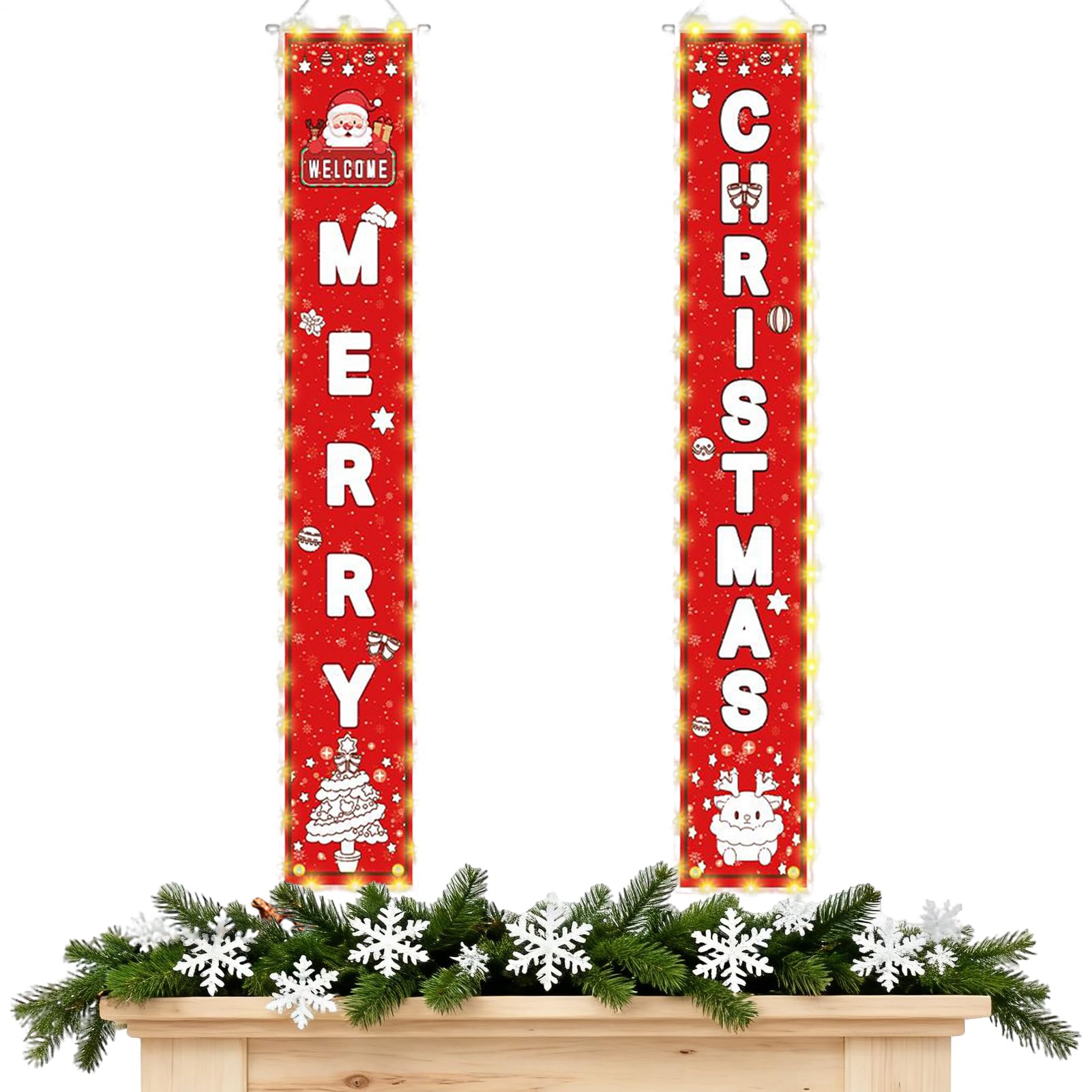 Bannière de porte de Noël extérieure lumineuse à LED pour décoration festive