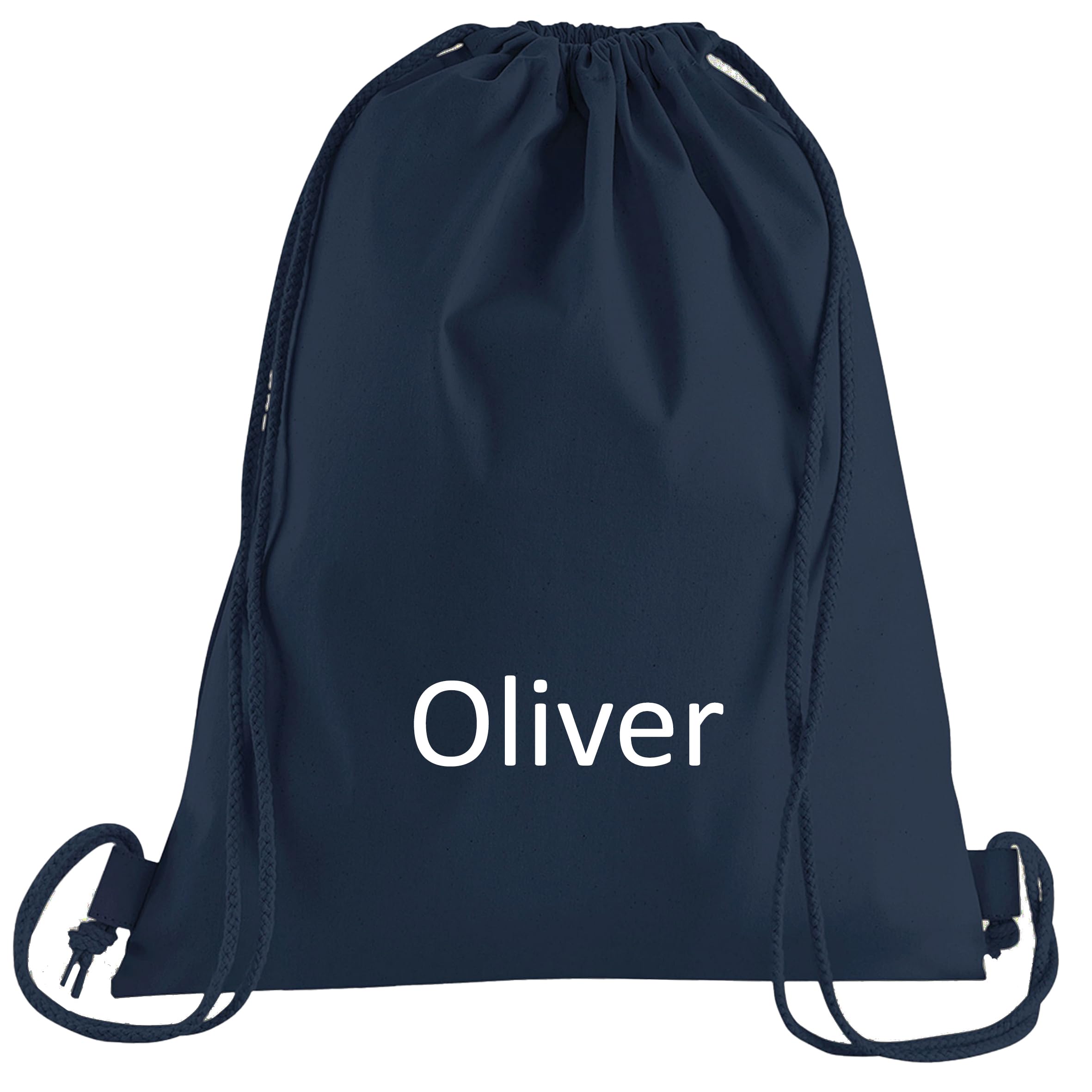 JJLC Personalised School Sports Gym PE Drawstring Bag Embroidered Name (Navy Blue)
