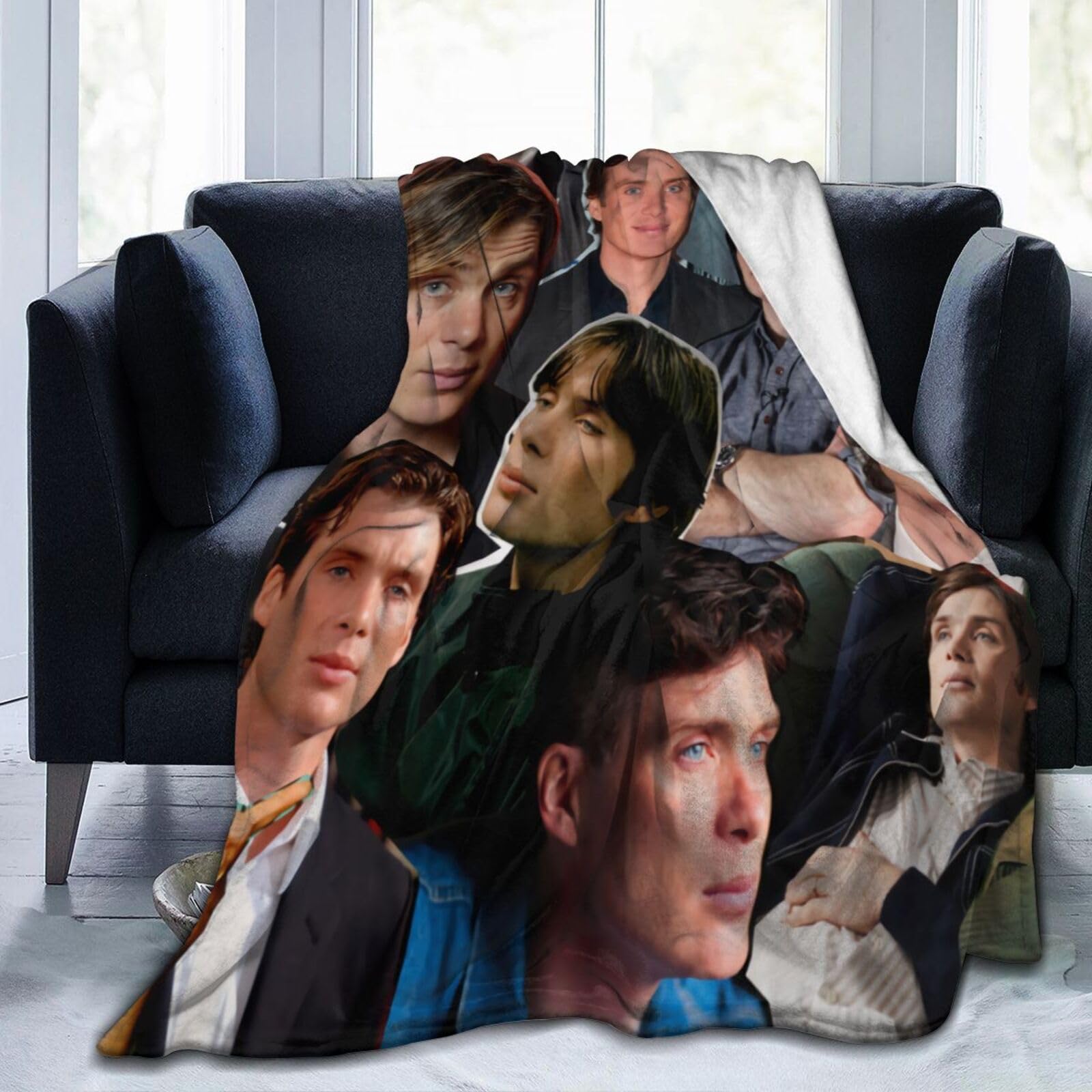 Amkong Cillian Murphy Collage Blanket Flannel Lightweight Fleece Blankets Bedding for Bed Sofa Couch Decor Black 60"X50"