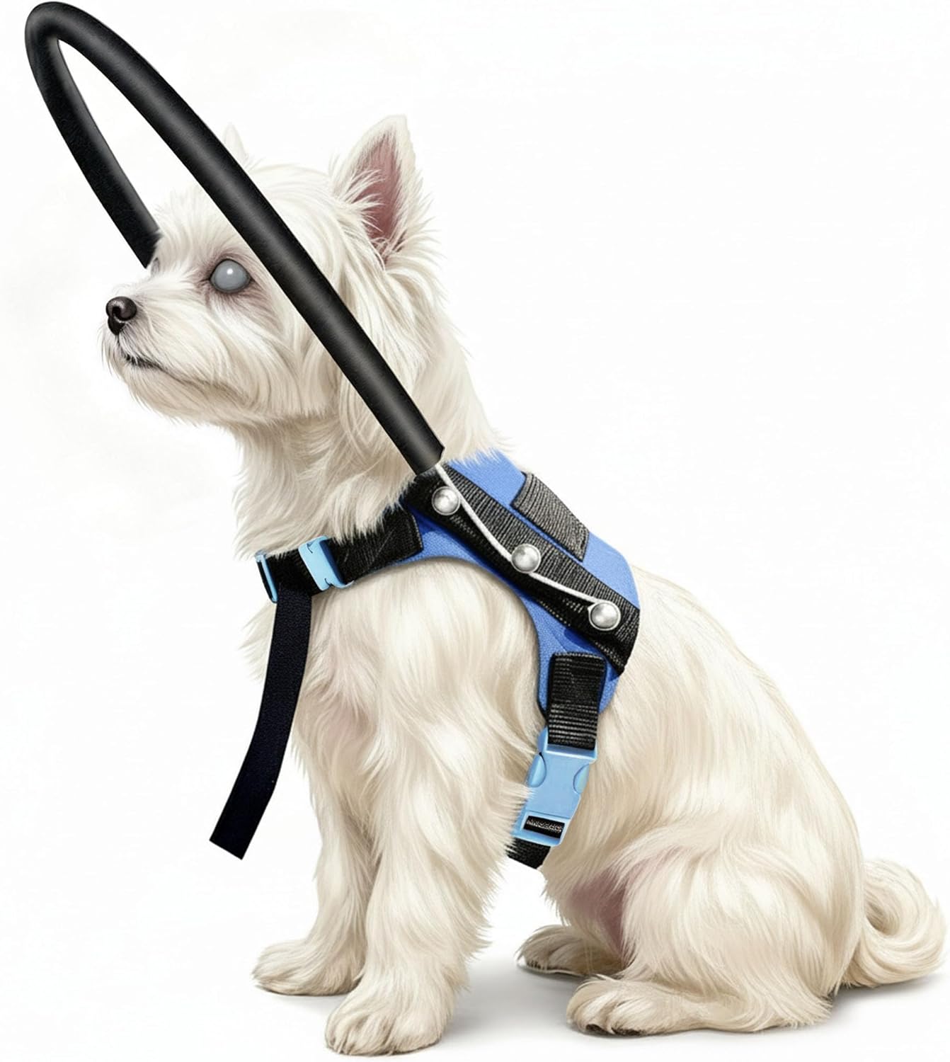 Adjustable Blind Dog Halo Harness, Protective Collar & Guiding Device, Safe and Confident Navigation Guiding Aid for Visually Impaired Pets(12.5"-17.5")
