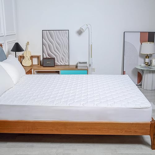 Miniatura 5 de Protector de colchón acolchado California King, impermeable, suave, sin ruido, acolchado, con bolsillo profundo para colchón de aire, Cal King