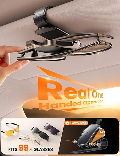 Miniatura 2 de JOYROOM Soporte para lentes de sol para clip de visera de automóvil, regalo de automóvil para hombres y mujeres funcionamiento real con una sola