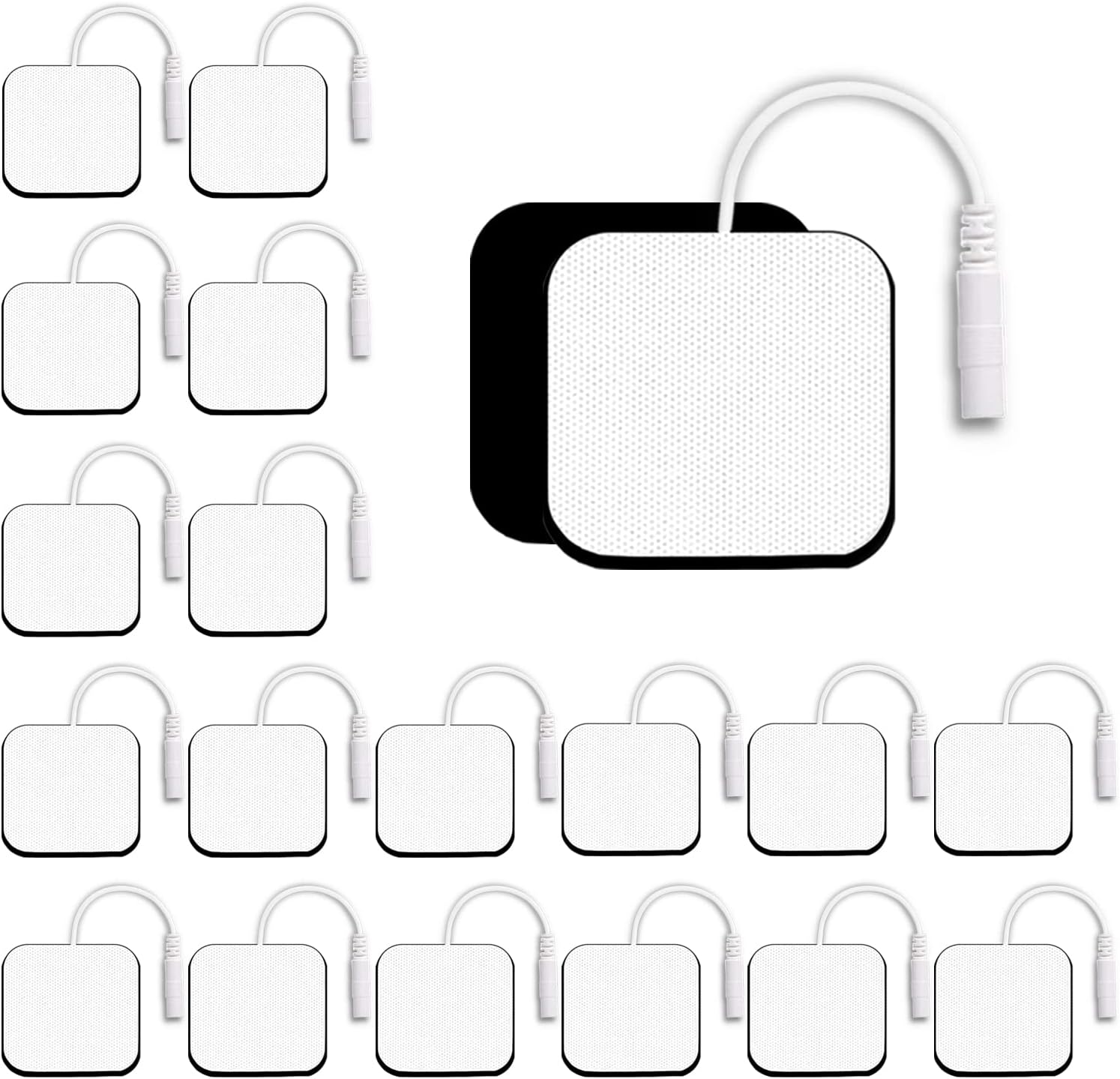 TENS 2" x 2" SM Electrode Replacement Pads 20 Pcs Reusable Self Adhesive Electrode Pads Compatible with AUVON TENS 7000 TENS