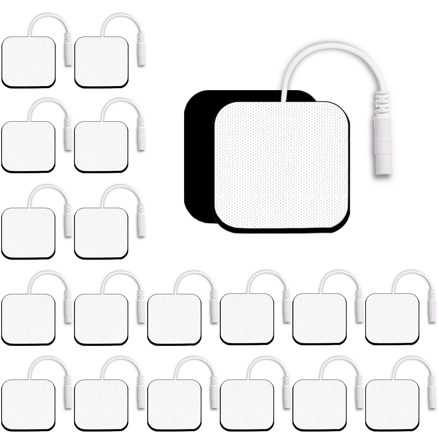 Anrlafie TENS 2" x 2" SM Electrode Replacement Pads 20 Pcs Reusable Self Adhesive Electrode Pads Compatible with AUVON TENS 7000 TENS