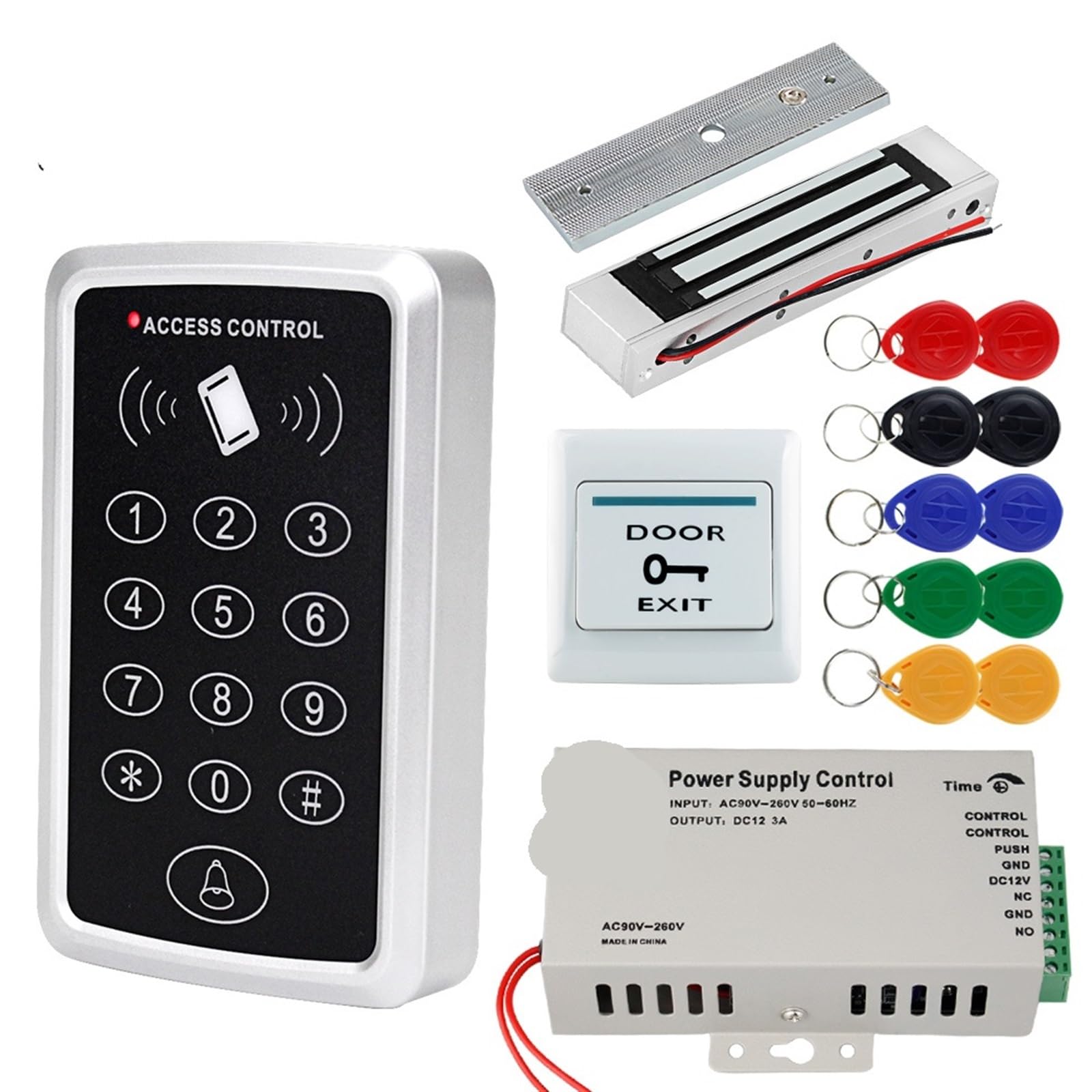Zutrittskontrolle, Home Access Control System Kits Set RFID Tastatur 125 KHz Access Controller 1000 Benutzer 180 KG Elektrische Magnetische Schloss Strike Schlösser(Kit2 Strike Lock)
