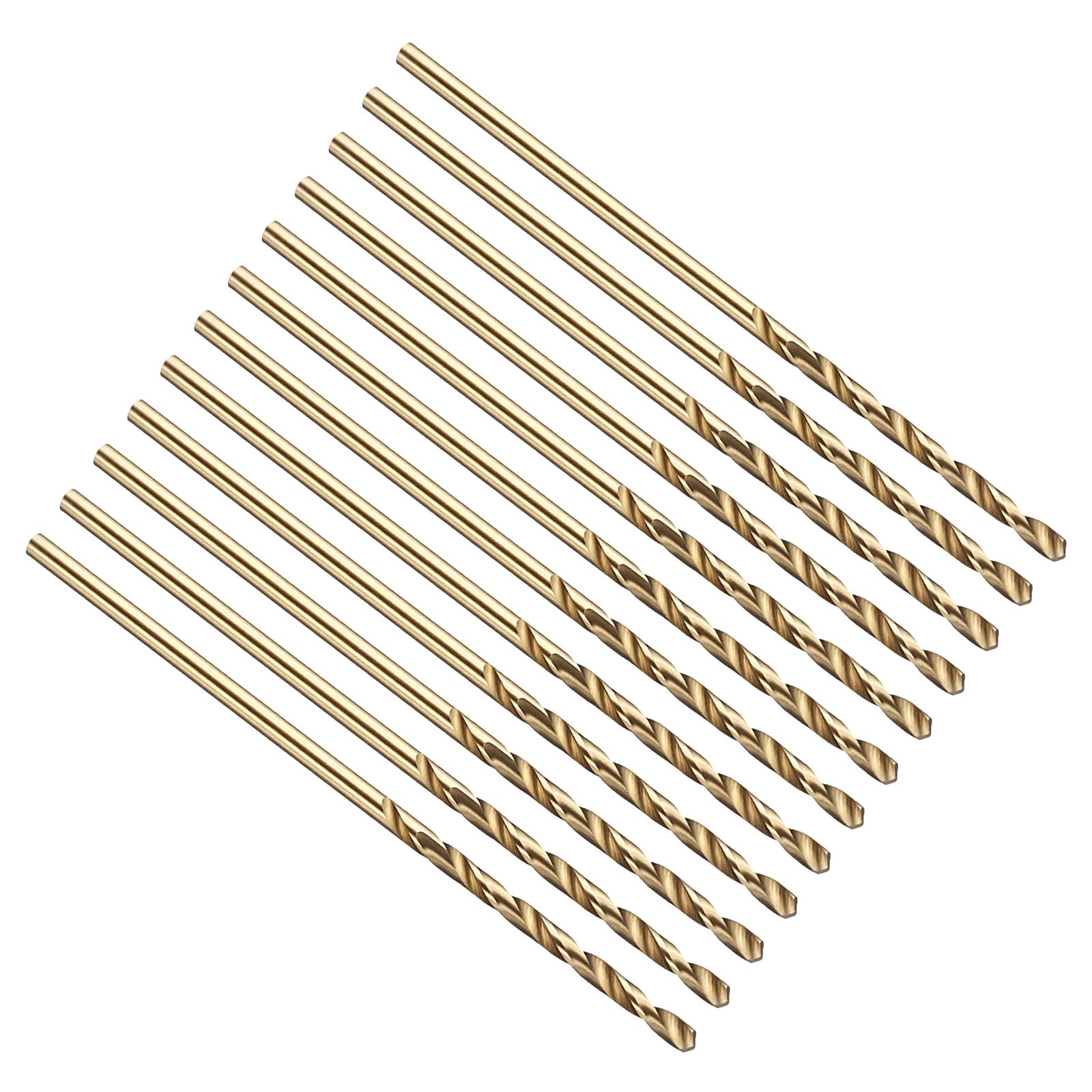 PATIKIL #56 Drill Bit, Jobber Straight Shank M2 High-Speed Steel 135ยฐ Gold Finish for Stainless Steel Hard Metal - 12 Pack