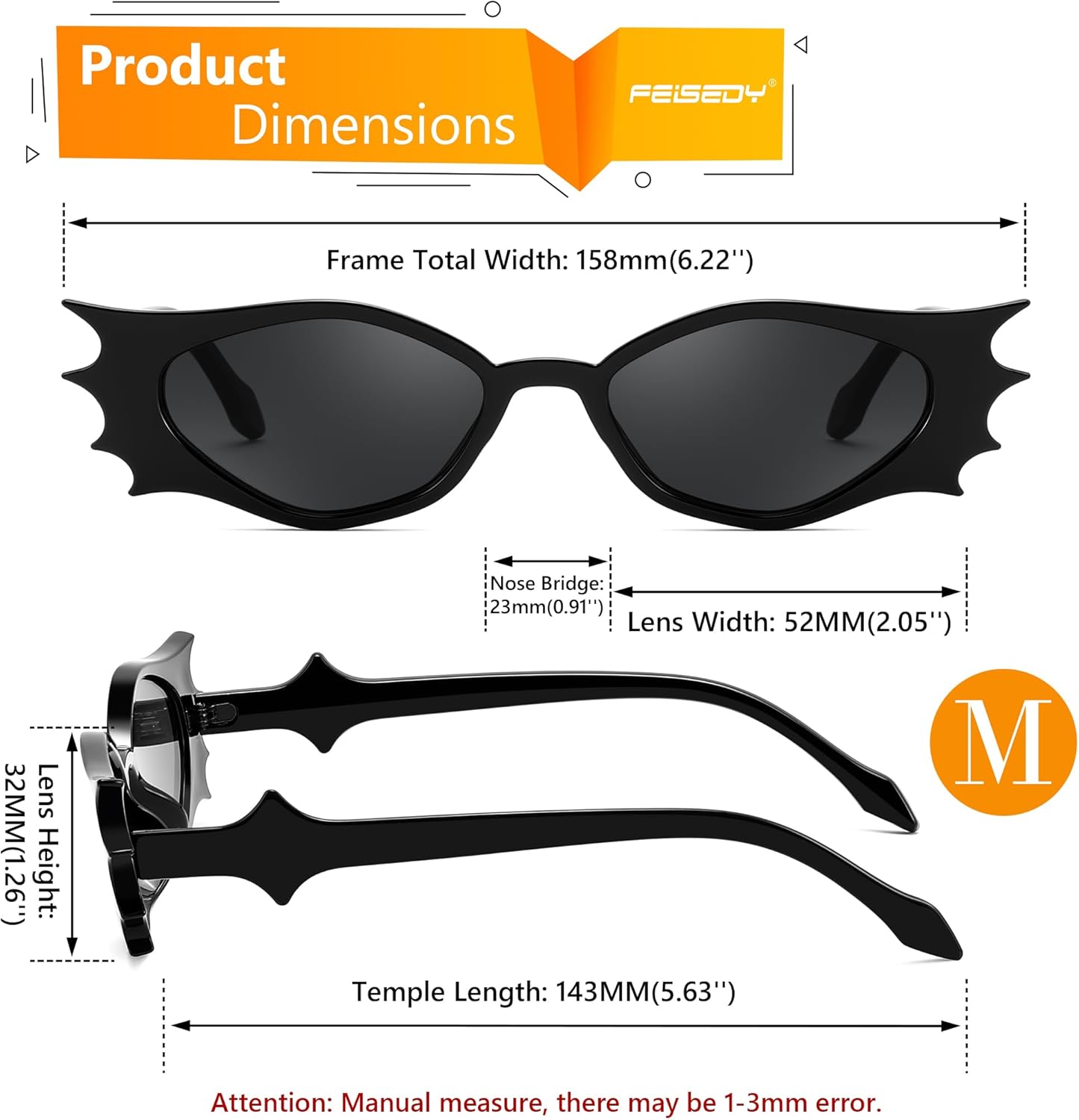 FEISEDY Women Men Kids Funny Sunglasses, Butterfly Shaped Bat Shades for Family Halloween and Party B4188 - Image 5