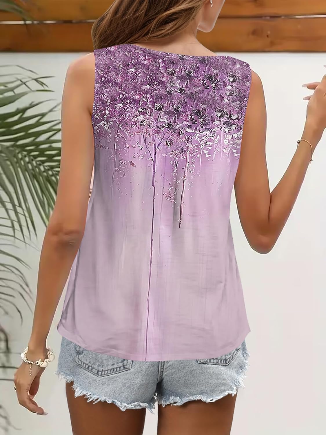 Summer Tank Tops for Women Pleated Square Neck O Ring Shoulder Sleeveless Shirts Casual Loose Fit Trendy Blouses - Image 4