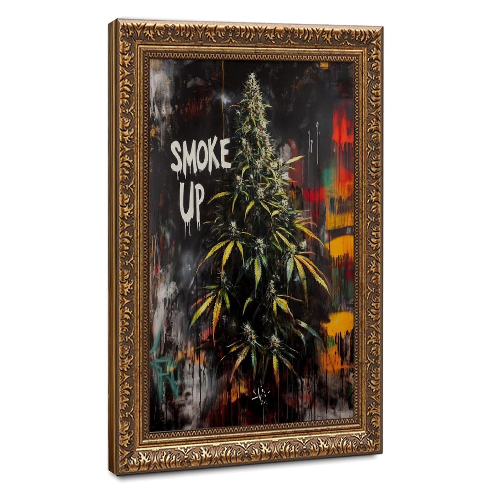 Bareronor Abstract Marijuana Canvas Poster Bedroom Decor Landscape Office Room Decor Gift 8" L X 12" W
