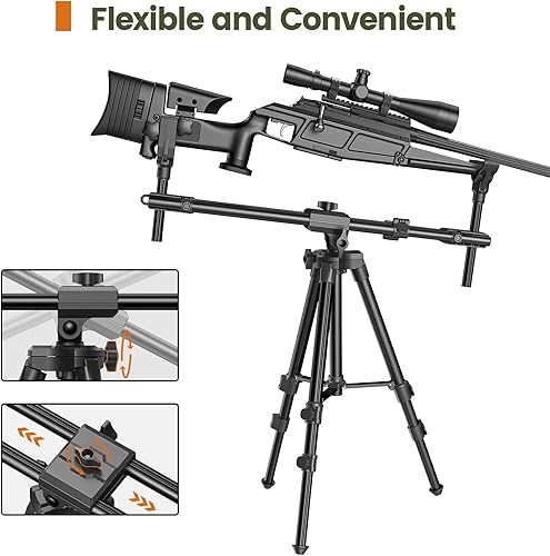 Miniatura 3 de Hunting Rests, Shooting Tripod with Dual Frame, Flexible Orientation, Adjustable Height, Shooting Tripod Max Provide Maximum Shooting Stability for