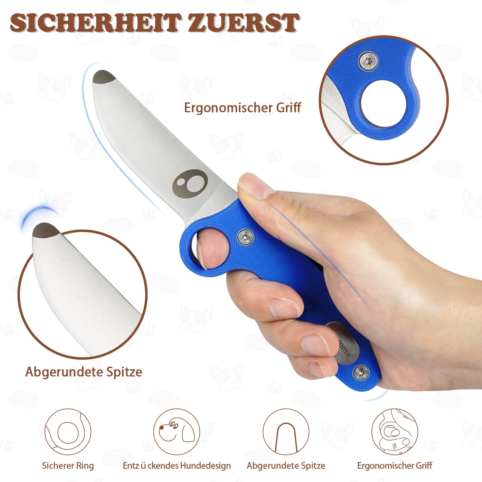 Kindermesser Schnitzmesser und Outdoormesser für Kinder, scharf mit Scheide und Gürtelhalterung, div Farben (Blue)