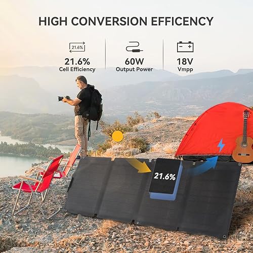 Miniatura 5 de Estación de energía portátil con panel solar incluido, generador solar Flashfish de 200 W + panel solar de 60 W (salida CC), fuente de alimentación