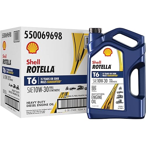 Shell Rotella T6 Full Synthetic 10W-30 Motor Oil, 1 Gallon (3 Pack)