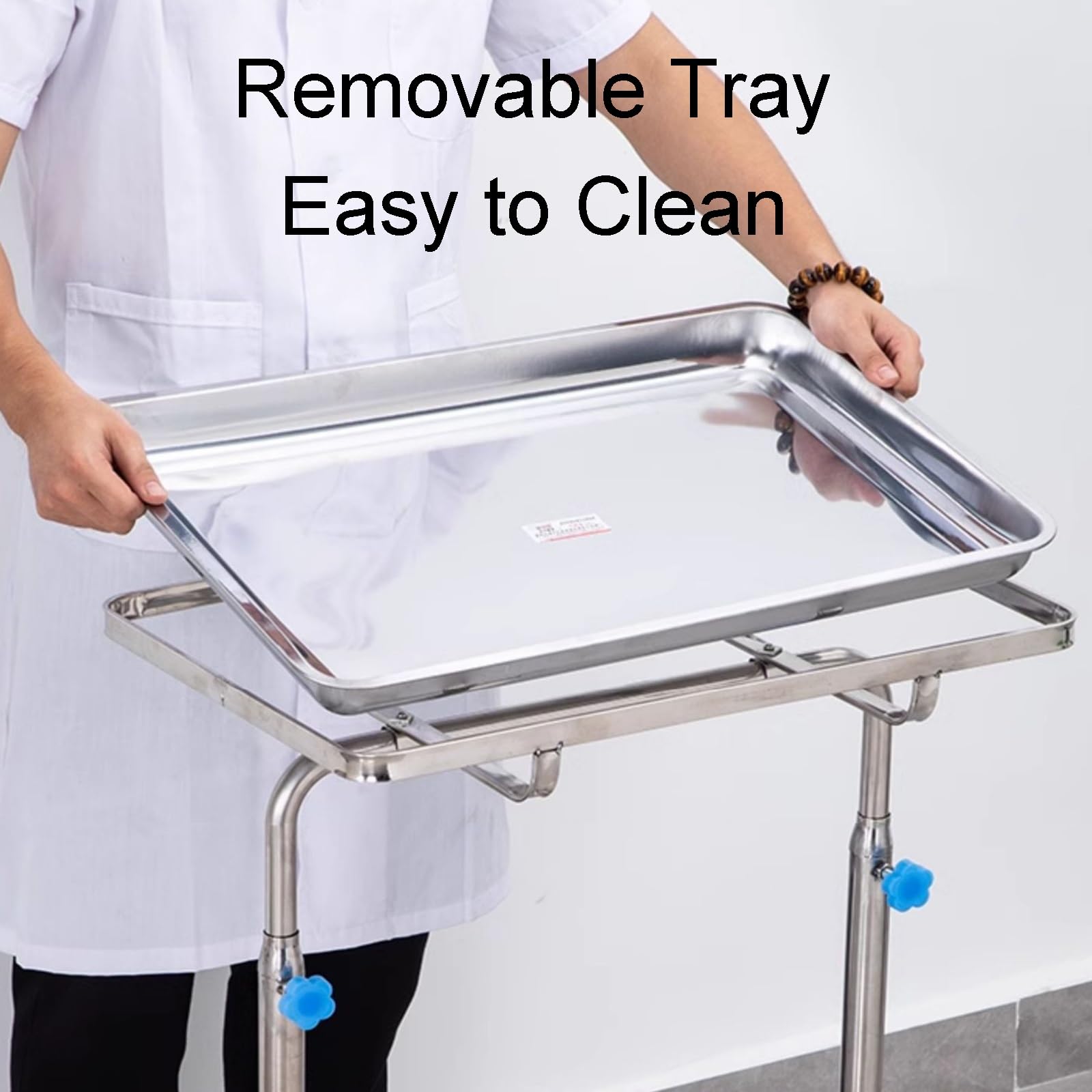 Carrito de laboratorio ajustable de acero inoxidable con ruedas universales para uso en escritorio, altura ajustable para soluciones versátiles de espacio de trabajo