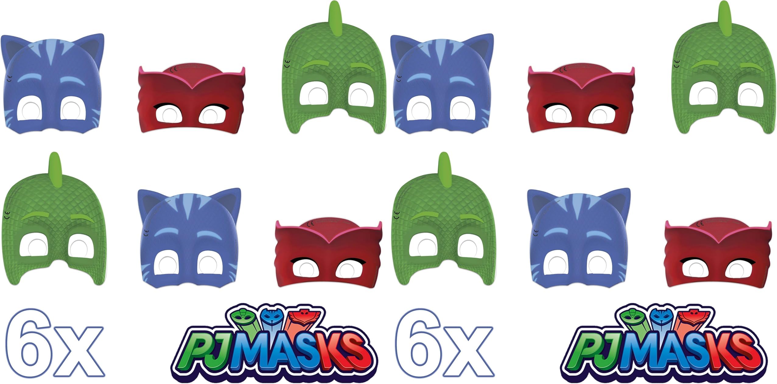 Procos Unisex Modern Procos 6 Die-Cut Paper Masks Pj Masks Entertainment One