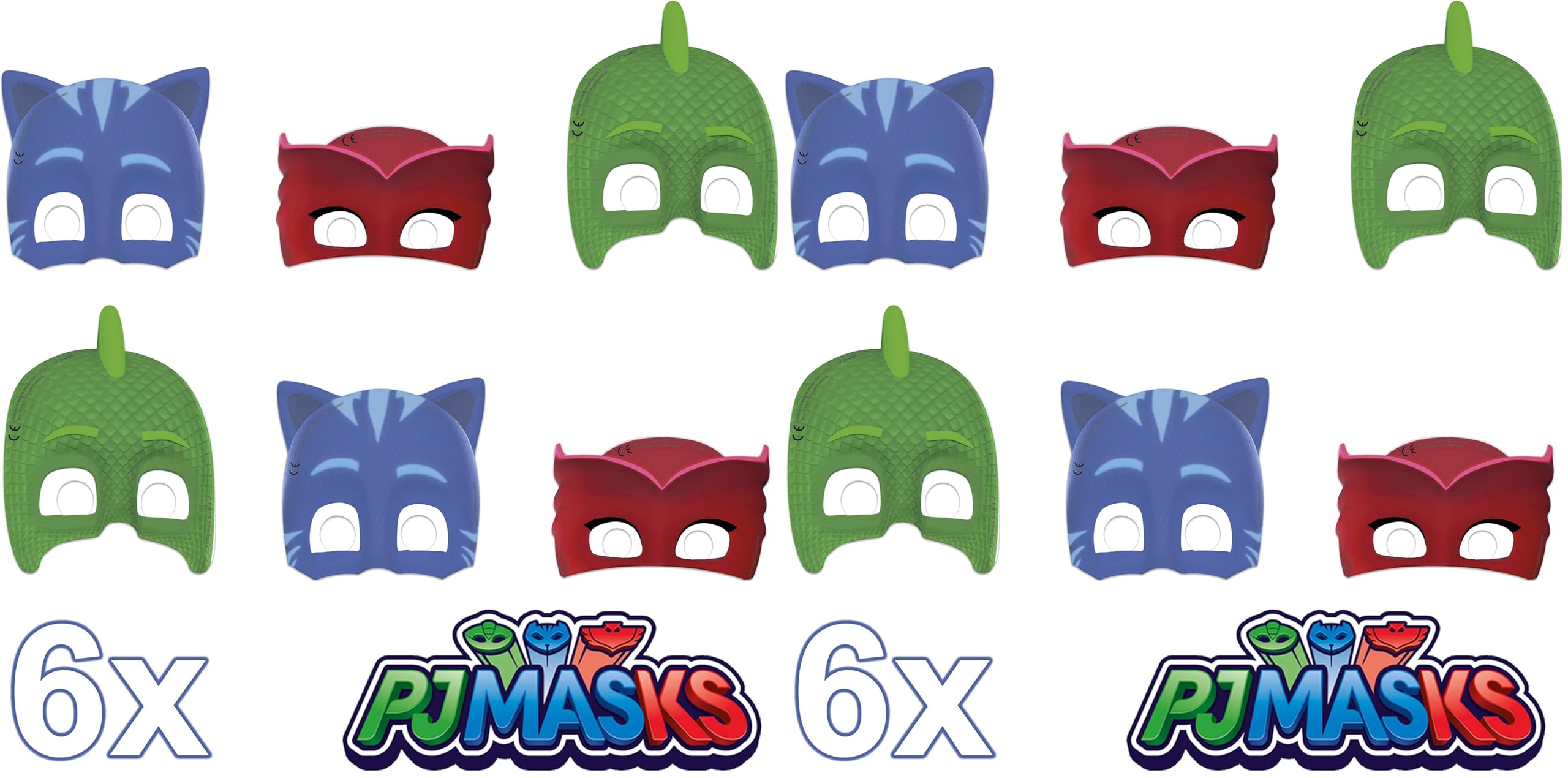Procos Unisex Modern Procos 6 Die-Cut Paper Masks Pj Masks Entertainment One