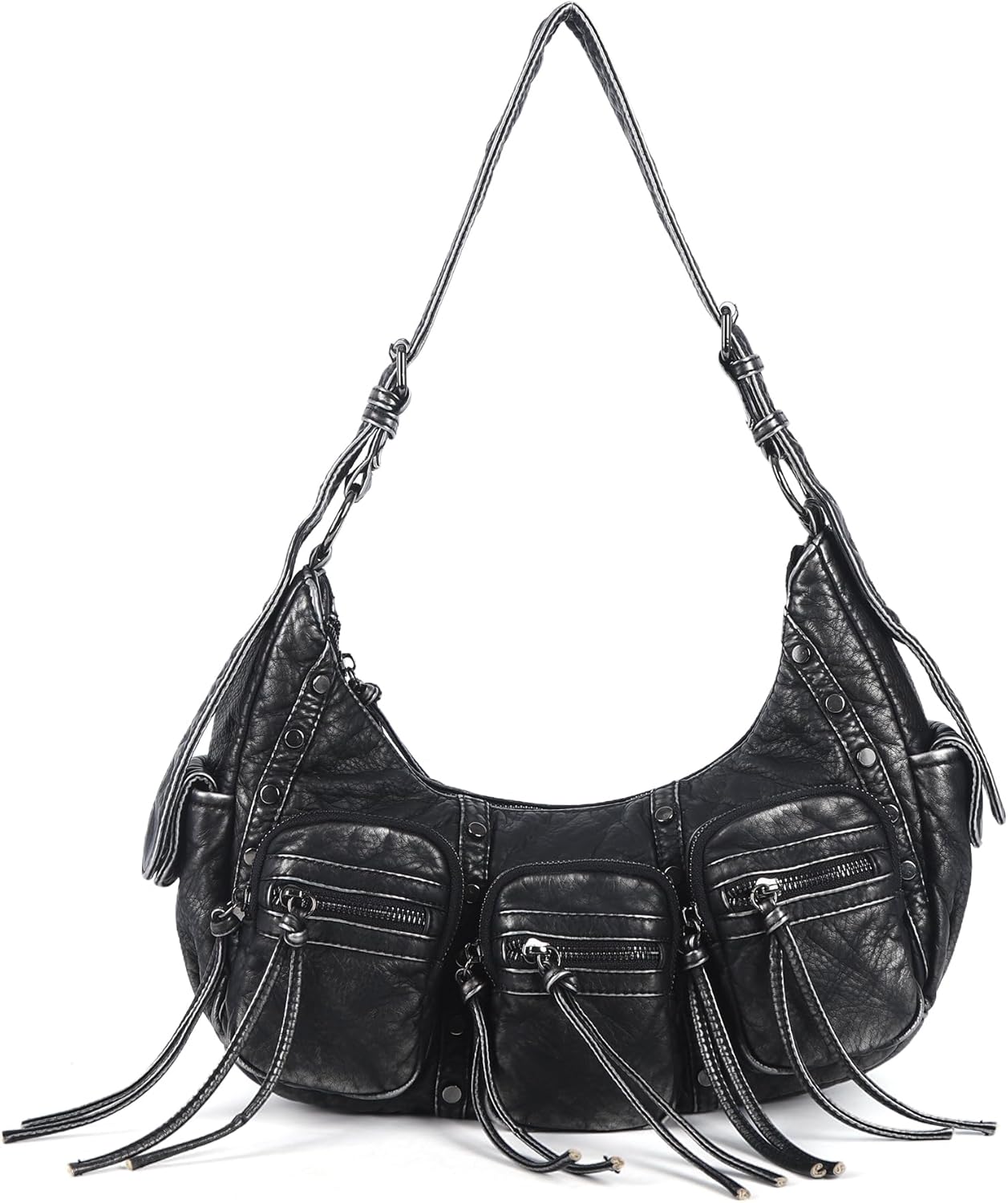 Angel Kiss Hobo Bags Purse for Women Y2K Shoulder Bag Multi Pockets Designer Satchel Studded Handbags with Strap