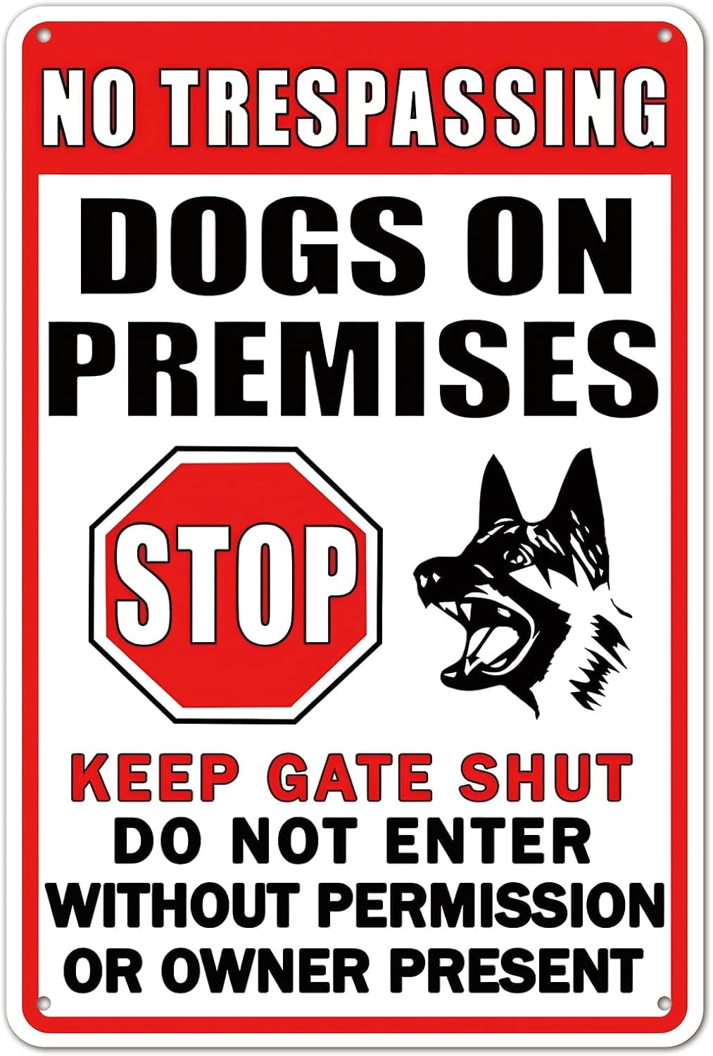 SMAZDFXX Funny Beware Of Dog Sign Warning, No Trespassing Dog On Premises Keep Gate Shut Metal Signs DoEnter Aluminum Sign Great for Garden and Yard Wall Decor 12"x16"