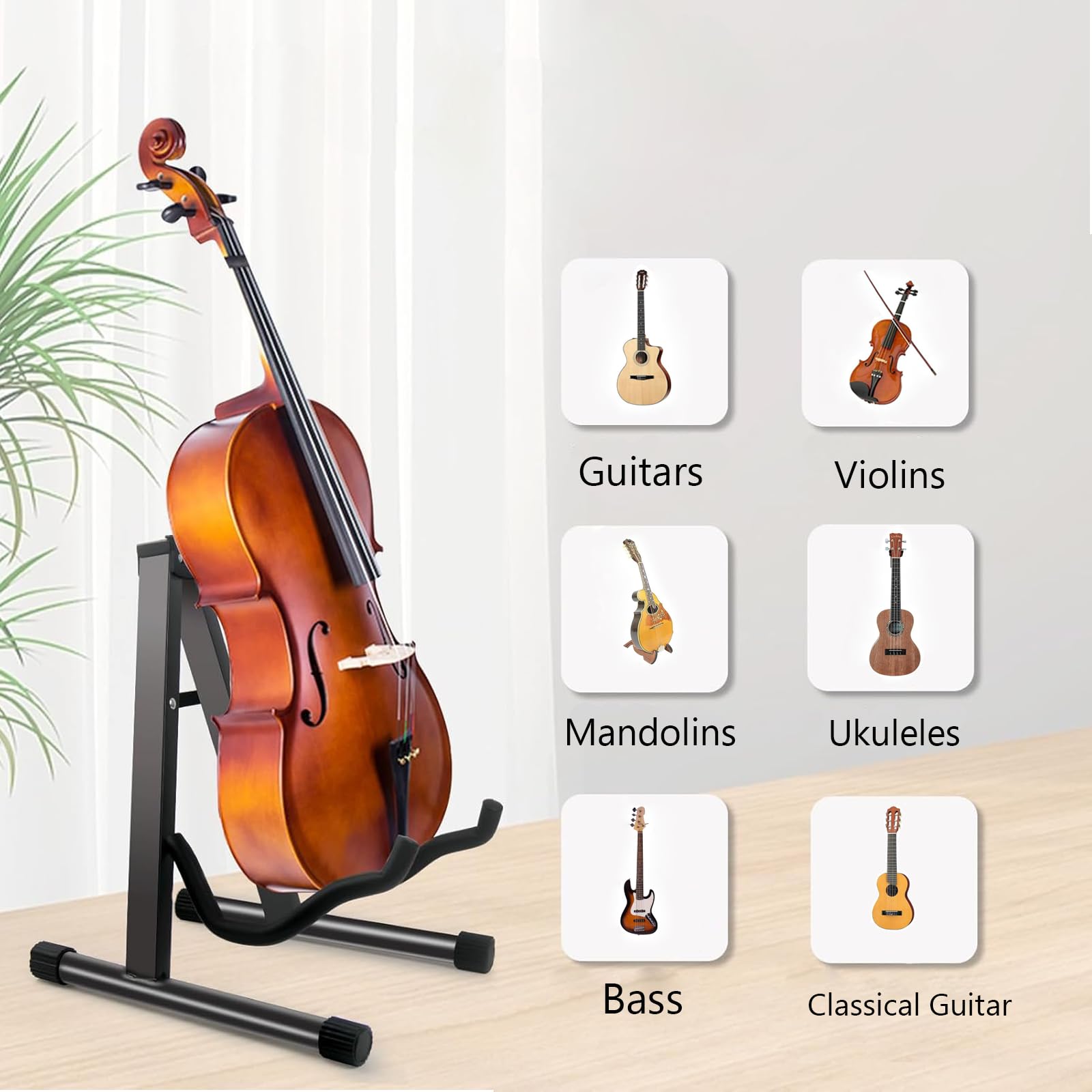 LMSAWK Acoustic Electric Bass Stand A, Electric Bass Travel Classic Guitar Stand, Universal Folding A-Frame Guitar Stand - Image 3