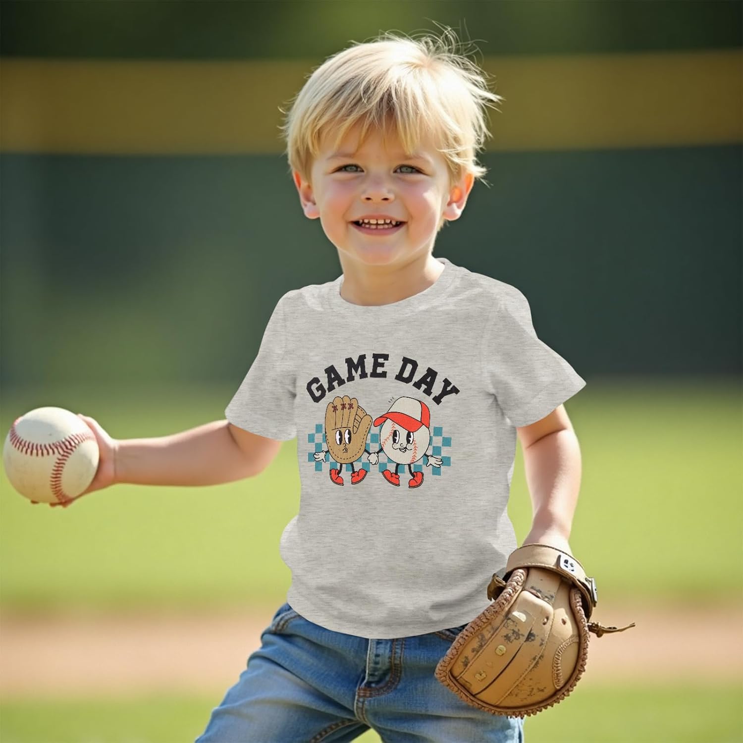 Toddler Baseball Shirt for Boys Games Day T-Shirt Kids Sunday Athletic Baseball Outfit Funny Print Summer Tee Tops - Image 3