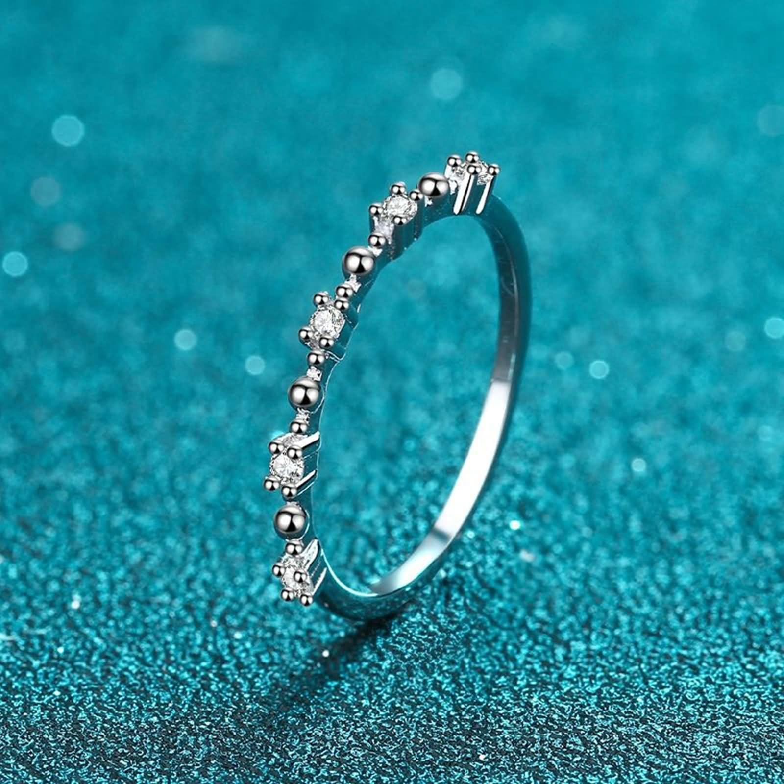Anello da sposa, in argento Sterling con moissanite, per feste in famiglia e matrimoni