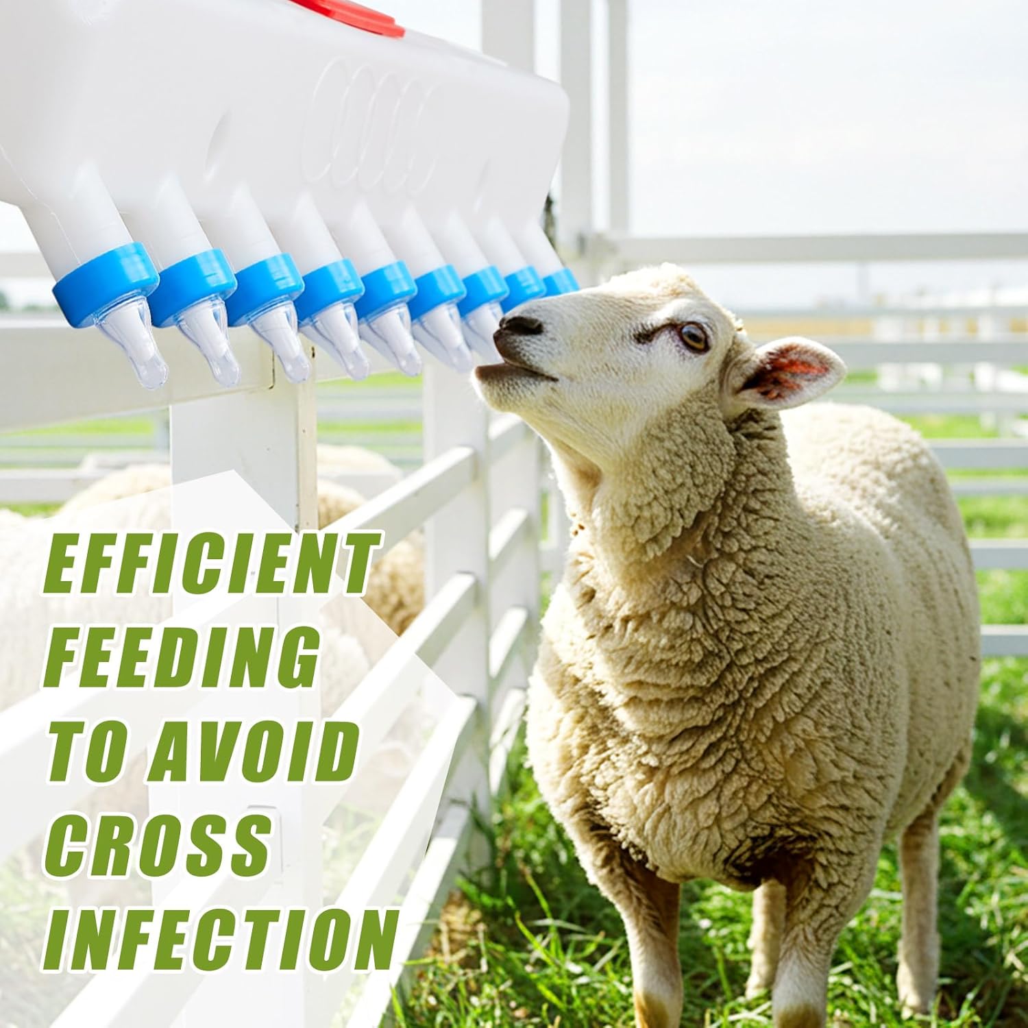 9 Pacifier Small Animal Milk Feeder 12L/405.8 oz Puppy Lamp Goat Milk Feeder Farm Water Bottle Dispenser Animal Drinking Equipment for Professional Breeding