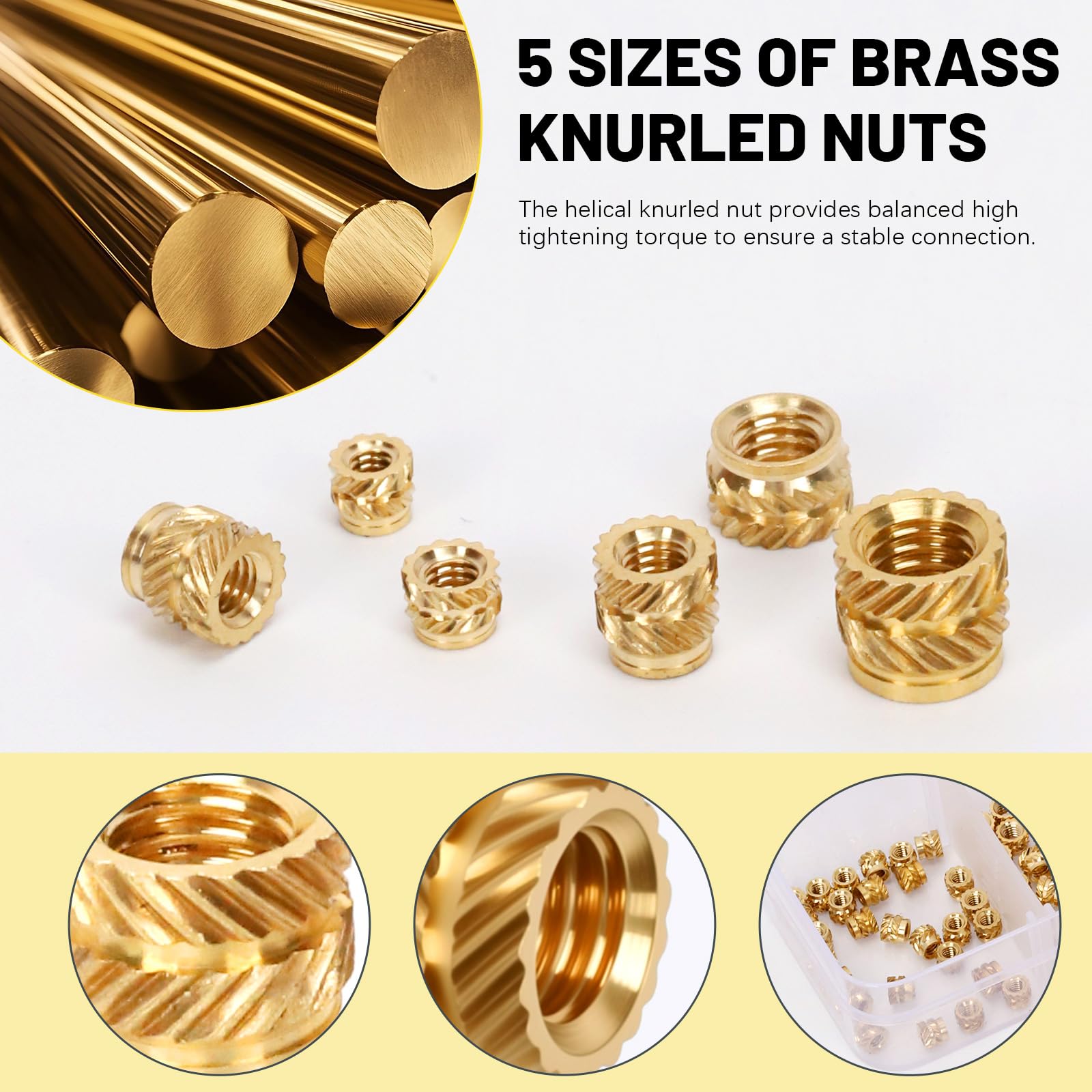 Mardatt 138PCS Brass Threaded Inserts with Heat Set Insert Tips Set - Image 3