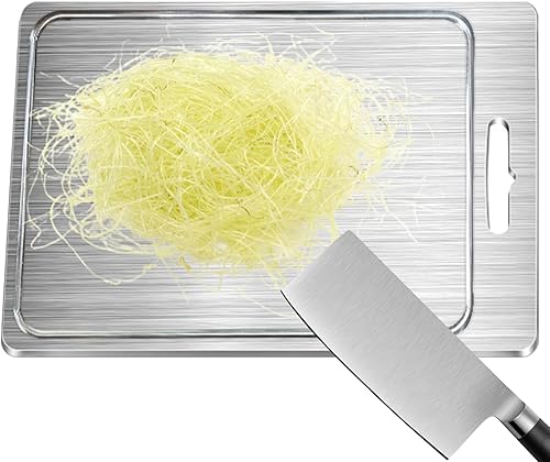 Miniatura 7 de Stainless Steel Chopping Board - Double Sided Metal Cutting Board - Fruit Cutting Block, for Meat Fruits Vegetables(39x28cm)