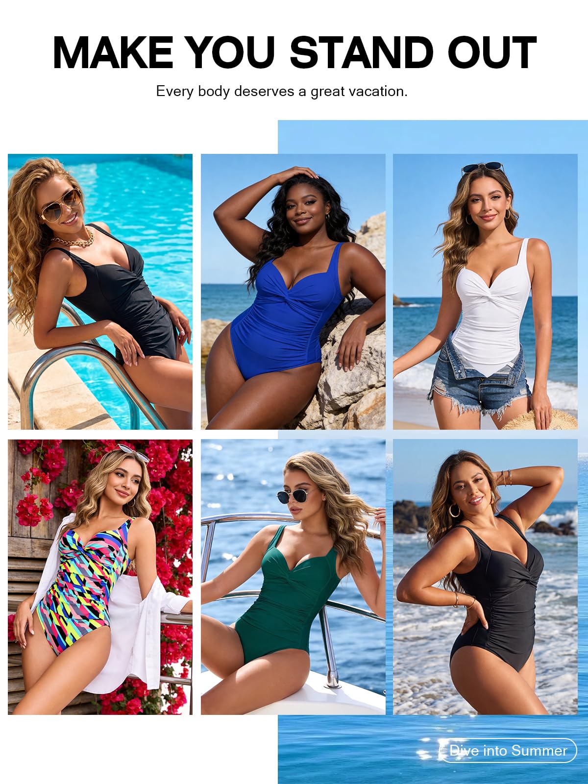 RELLECIGA Costume da bagno intero da donna con controllo della pancia, dimagrante, modellato, push-up