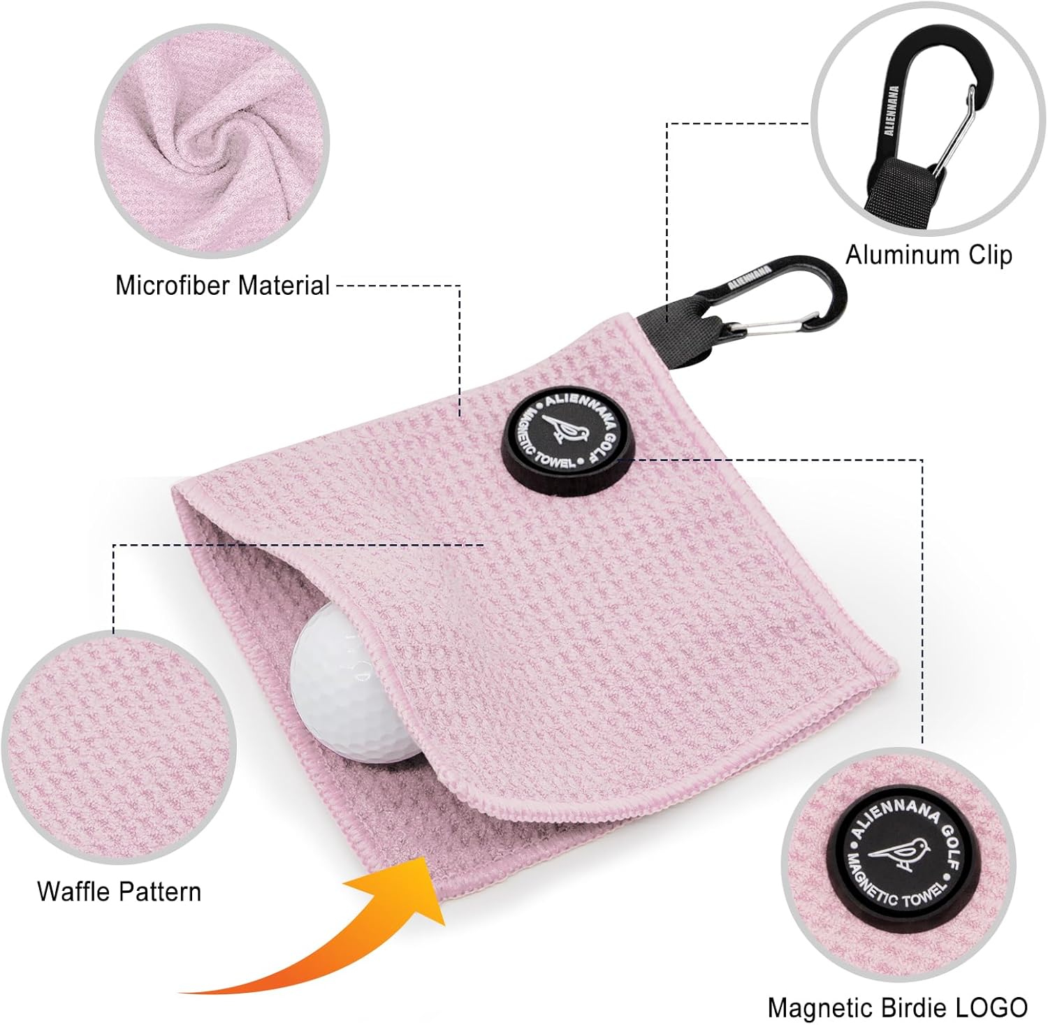 Small Magnetic Golf Towel, Microfiber Waffle Design with Clip - Industrial Strength Magnet for Golf Bags, Carts Clubs - Image 3