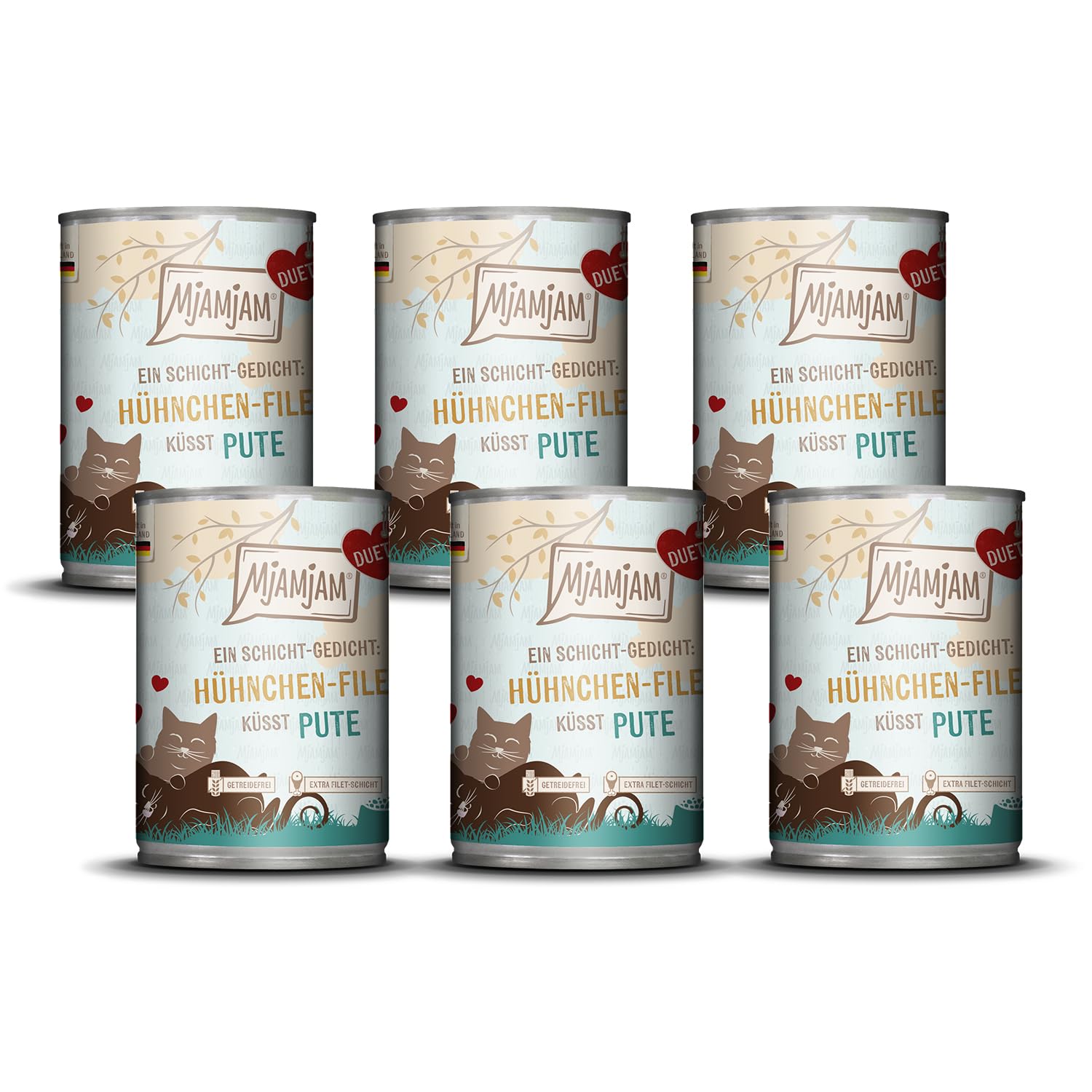 MjAMjAM - Premium wet food for cats - Duett - Chicken fillet kisses turkey, 6 pack (6x390g), grain-free