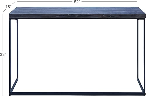 Miniatura 9 de Deco 79 Mesa consola minimalista de madera con patas de metal negro, 52 x 18 x 33 pulgadas, marrón oscuro 2-Negro -,Negro -,Marrón