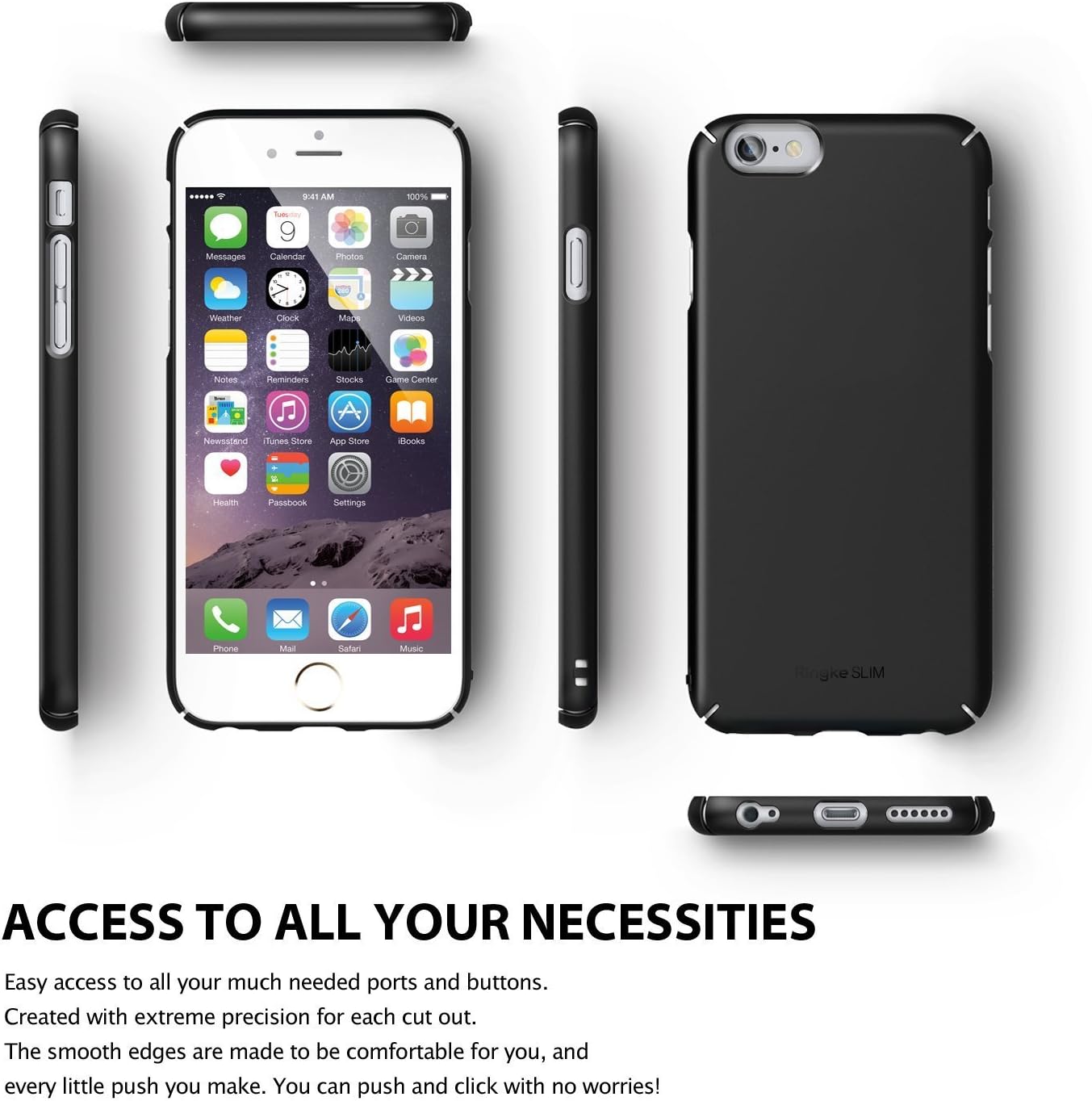 Ringke Slim Compatible with iPhone 6 Case Snug Fit Slender (Tailored Cutouts) Lightweight Thin Scratch Resistant Coating Protective Cover - Gunmetal
