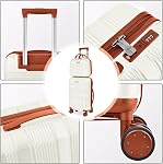 20" Transporter des bagages + 14" Cas de maquillage (2-Piece Ensemble, brun) ABS Sacs de voyage extensibles Hard Shell, avec roues Spinner, TSA Verrouillage, résistant aux rayures, compagnie aérienne approuvé