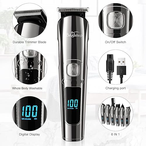 Miniatura 6 de Brightup Recortadora de barba con estuche de almacenamiento, kit de recortar barba con cortapelos, maquinilla de afeitar eléctrica, bigote