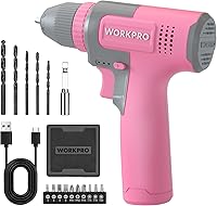 Vista 9 de WORKPRO Juego de taladro inalámbrico de 8 V, taladro eléctrico de 2 Ah con portabrocas sin llave de 3/8 pulgadas, 15 puntas, carga tipo C, LED