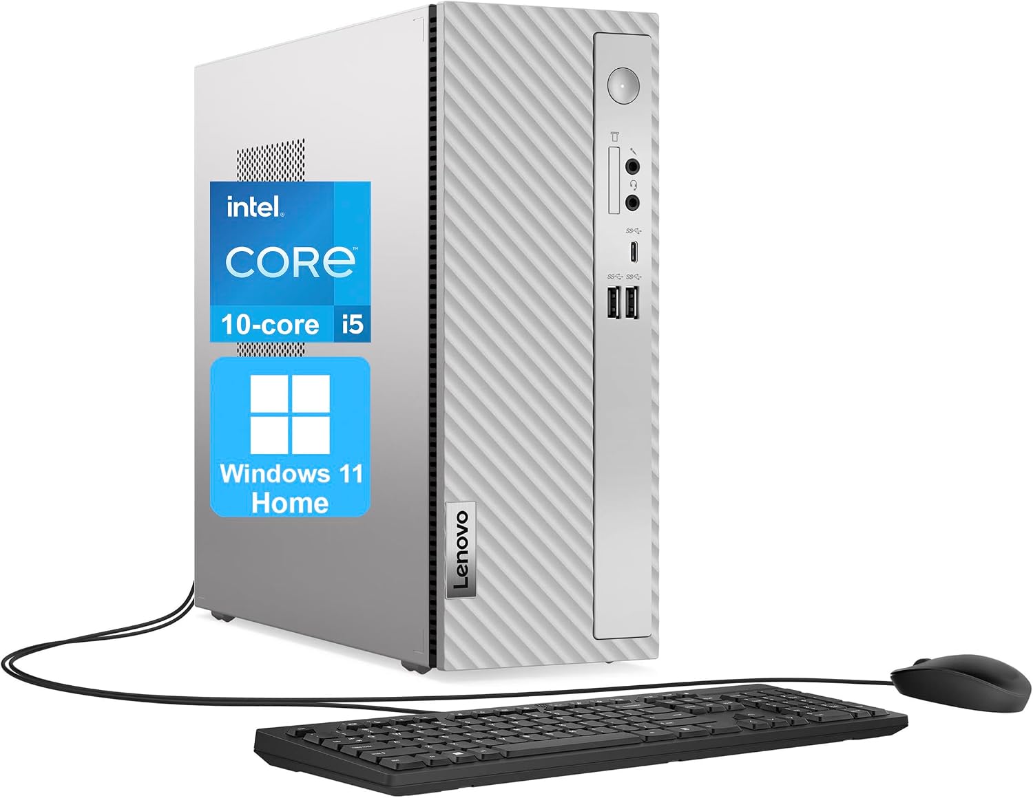 IdeaCentre 3 SFF Desktop Computer, 10-core Intel Core i5-14400, 32GB RAM, 1TB SSD, HDMI + VGA, Wi-Fi 6, RJ-45, USB-C, Wired Keyboard & Mouse, Windows 11 Home