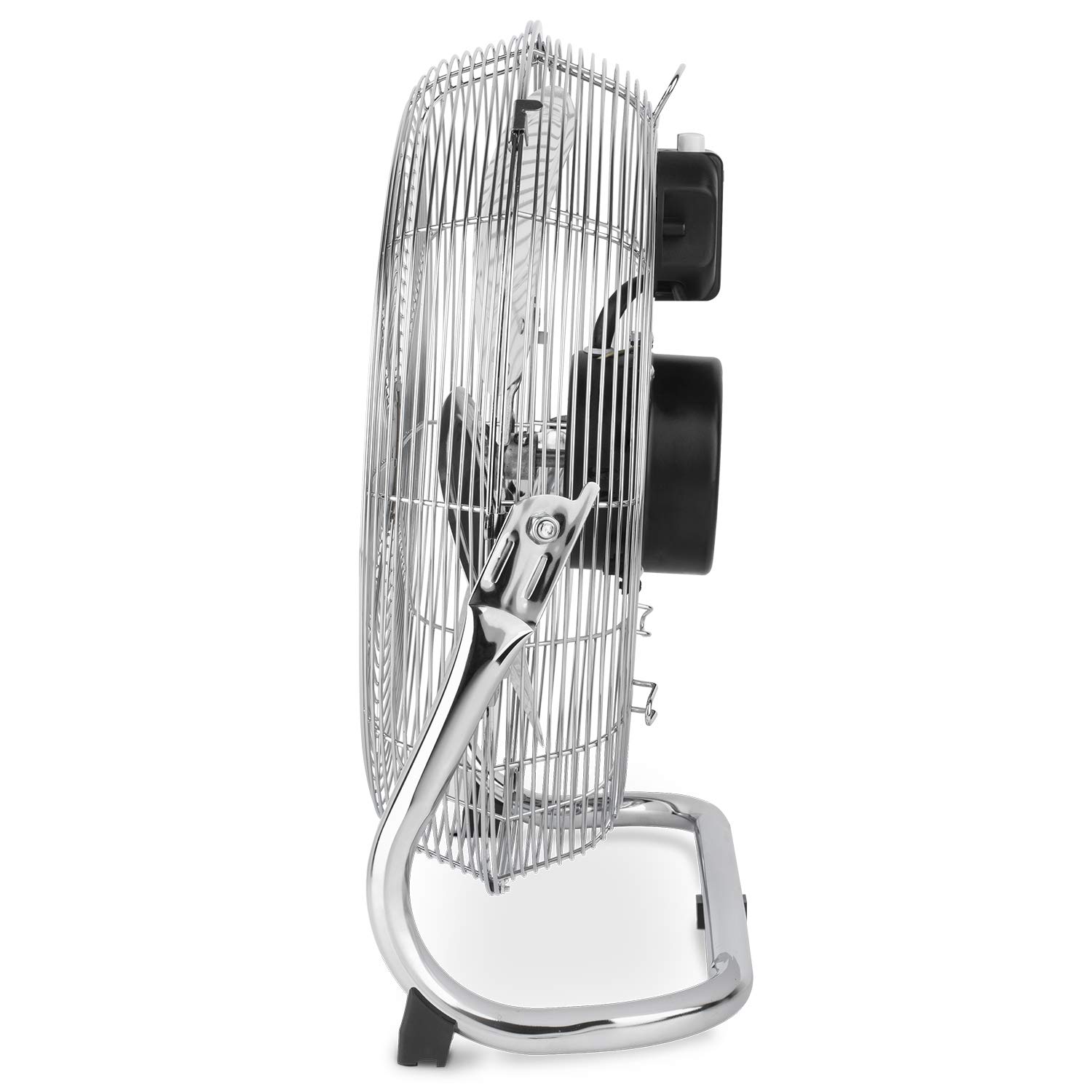 H.Koenig Ventilateur de Sol JOE32, 45cm, 100W, 3 Vitesses, Inclinaison Réglable, 3 Pâles, Pieds Antidérapants, Silencieux, Métal Chromé