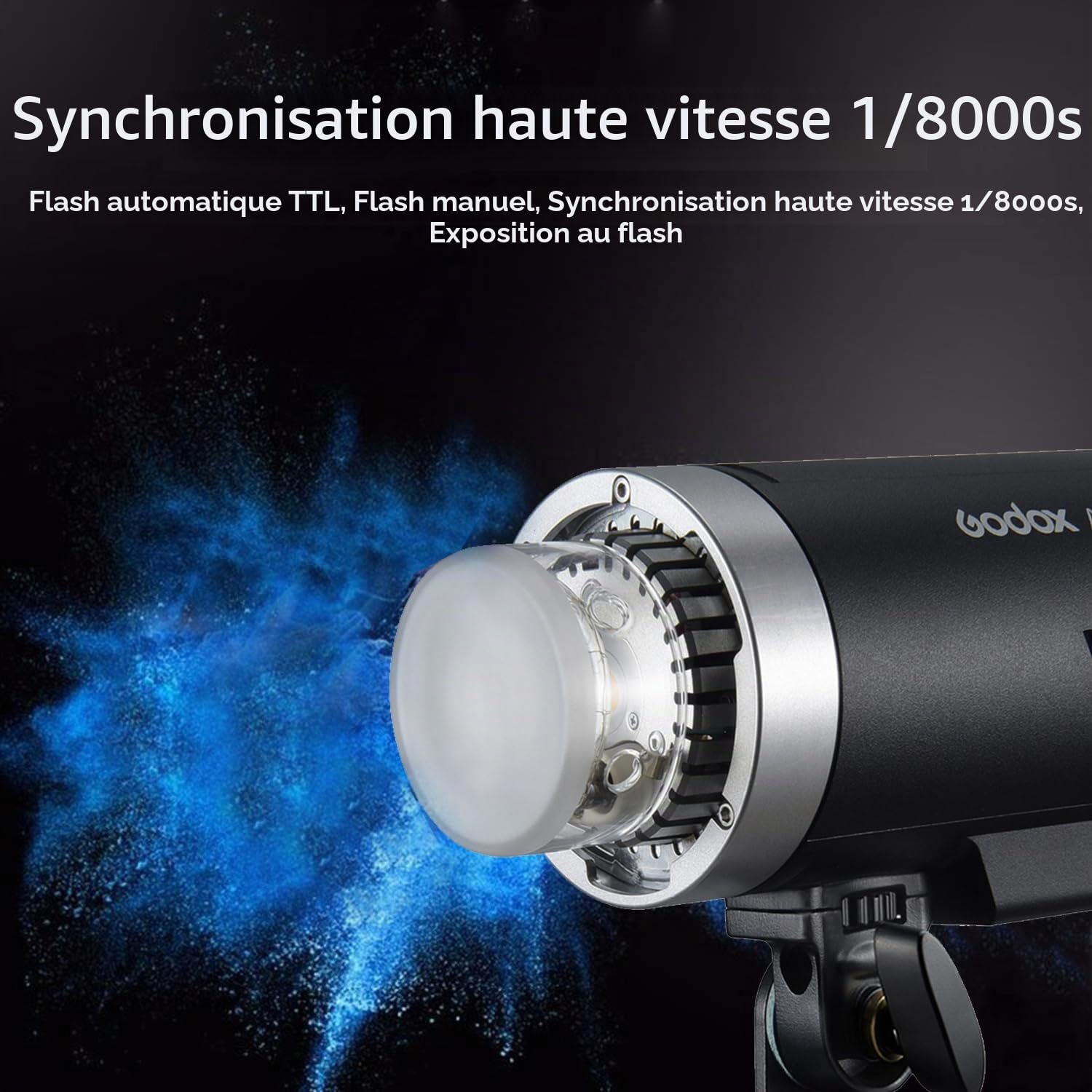 Godox AD300 Pro Flash de Extérieure Puissant, 300Ws 1/8000s 2,4G TTL Flash Portable sans Fil X système avec Lampe à Modeling Bicolor 3000K-6000K, 2600mAh Batterie Support 320 Flashs Full Power