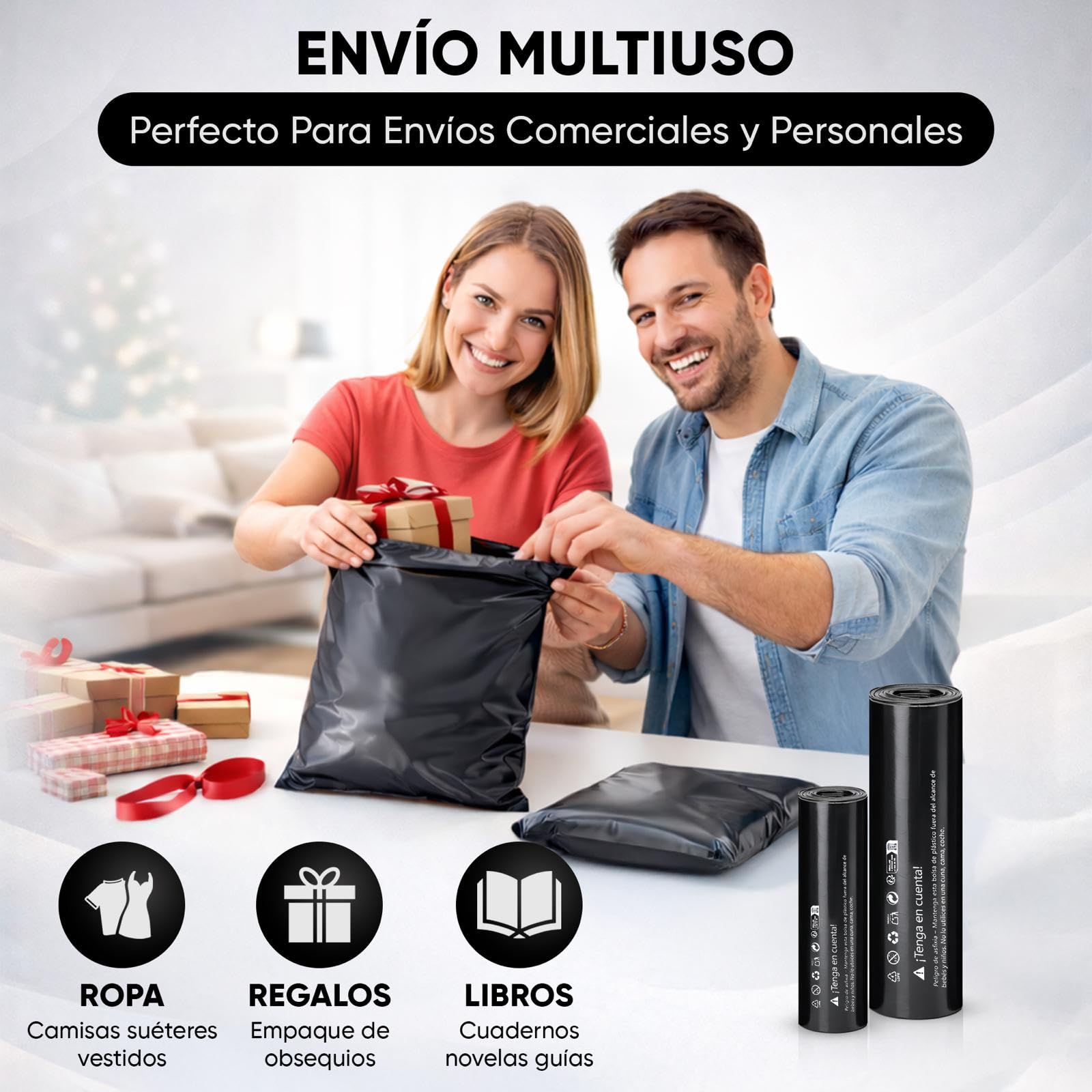 Bolsas para Envíos de Plástico Opaco de Alta Resistencia | (100 uds) Packaging para E-commerce y Mensajería | Sobres de Envío Autoadhesivos | Kit Multiusos de Embalaje para Envíos (35 x 41)