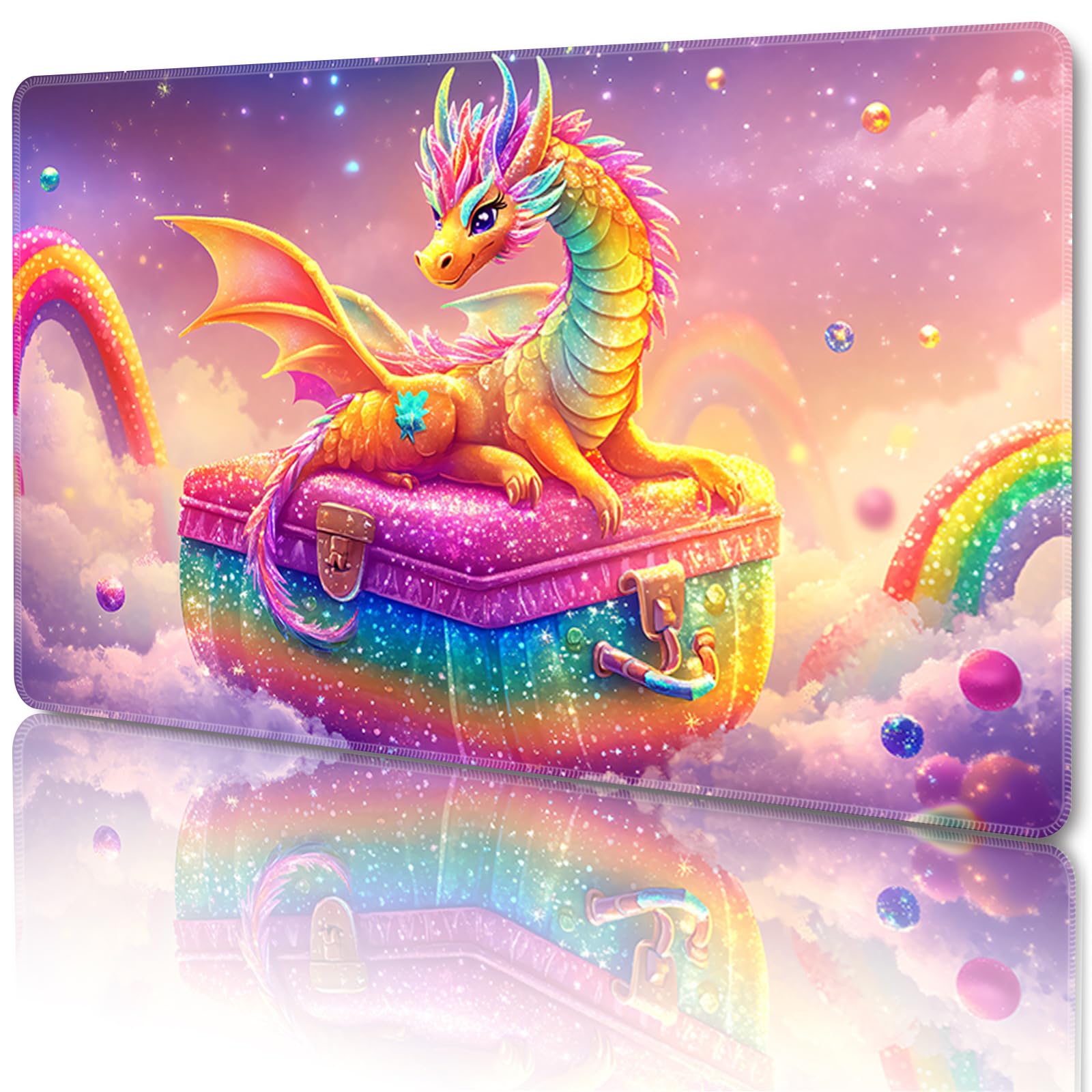MTG Playmat Magic Card Playmat Game Mat,TCG & CCG Card Games Mat with Free Storage Bags Size 24 x 14 Inches (No with Zones,Dragon3)