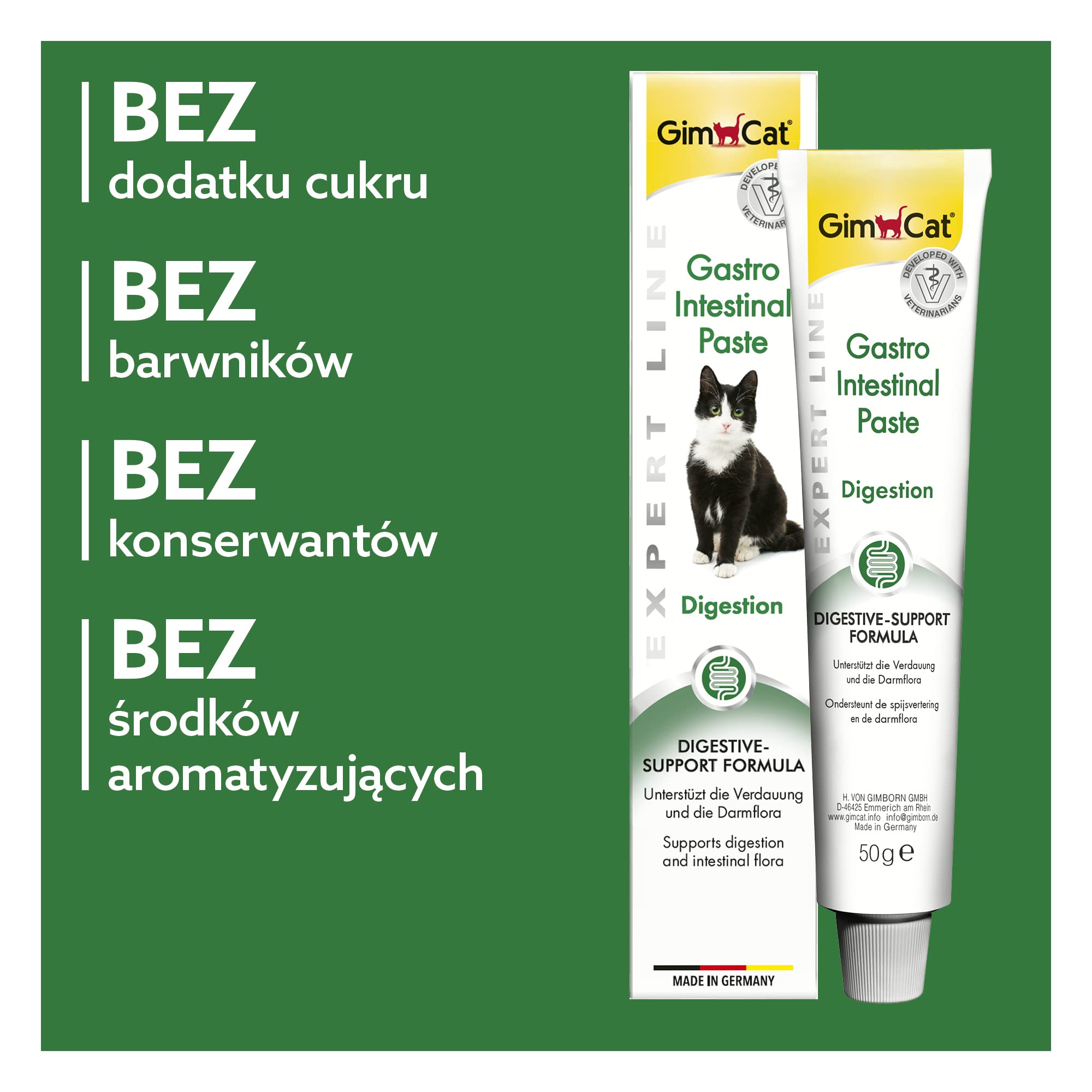 GimCat EXPERT LINE Gastro Intestinal pasta - Funkcjonalny przysmak dla kotów, wspomagający trawienie i mikroflorę jelitową - 1 tubka (1 x 50 g)