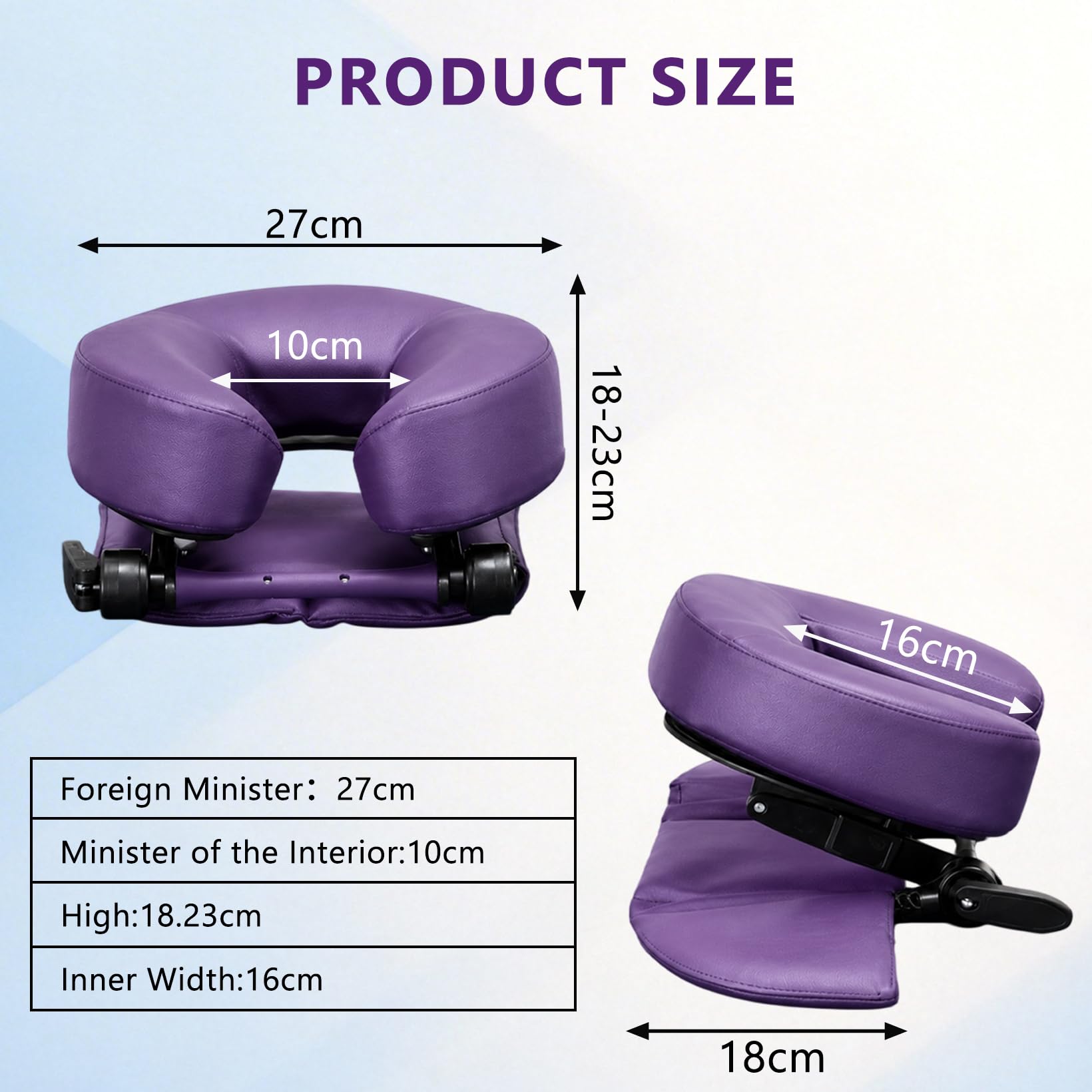 Poggiatesta massaggio per letto, sistema di massaggio sul tavolo per il viso, regolabile cuscino massaggio letto per tavolo da massaggio, per letti di bellezza (viola)